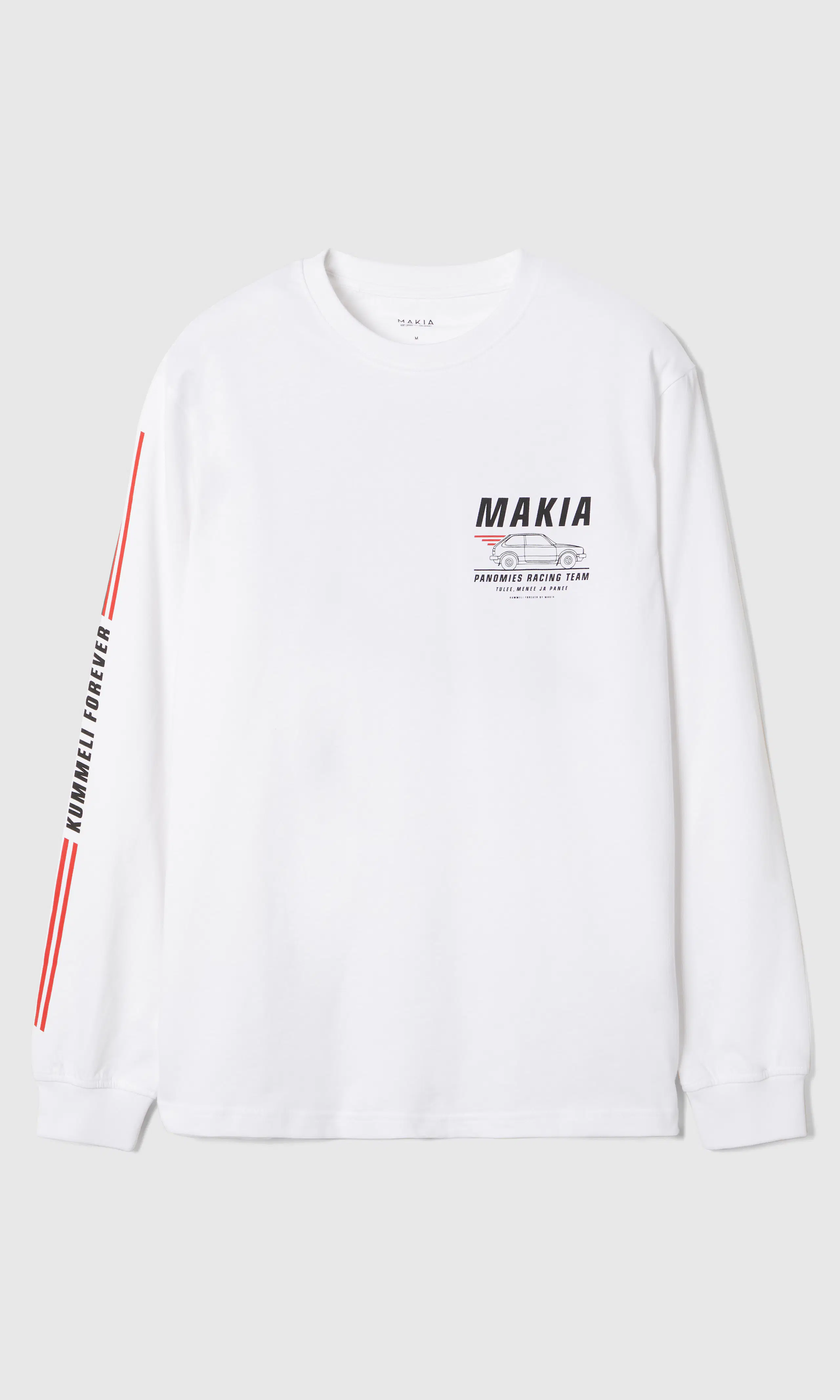 Panomies Hvit Long Sleeve. Front. Flat.