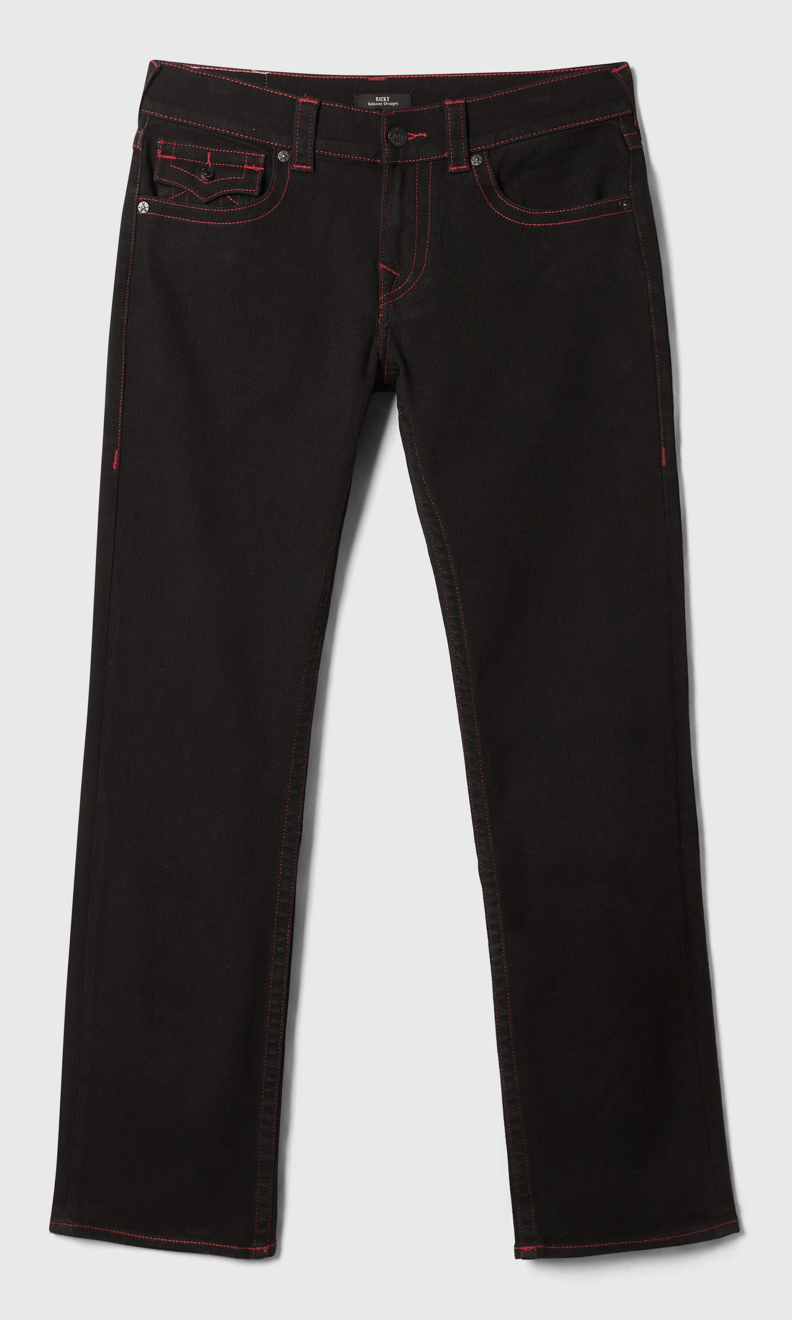 Ricky Flap Svarta Jeans. Front. Flat.