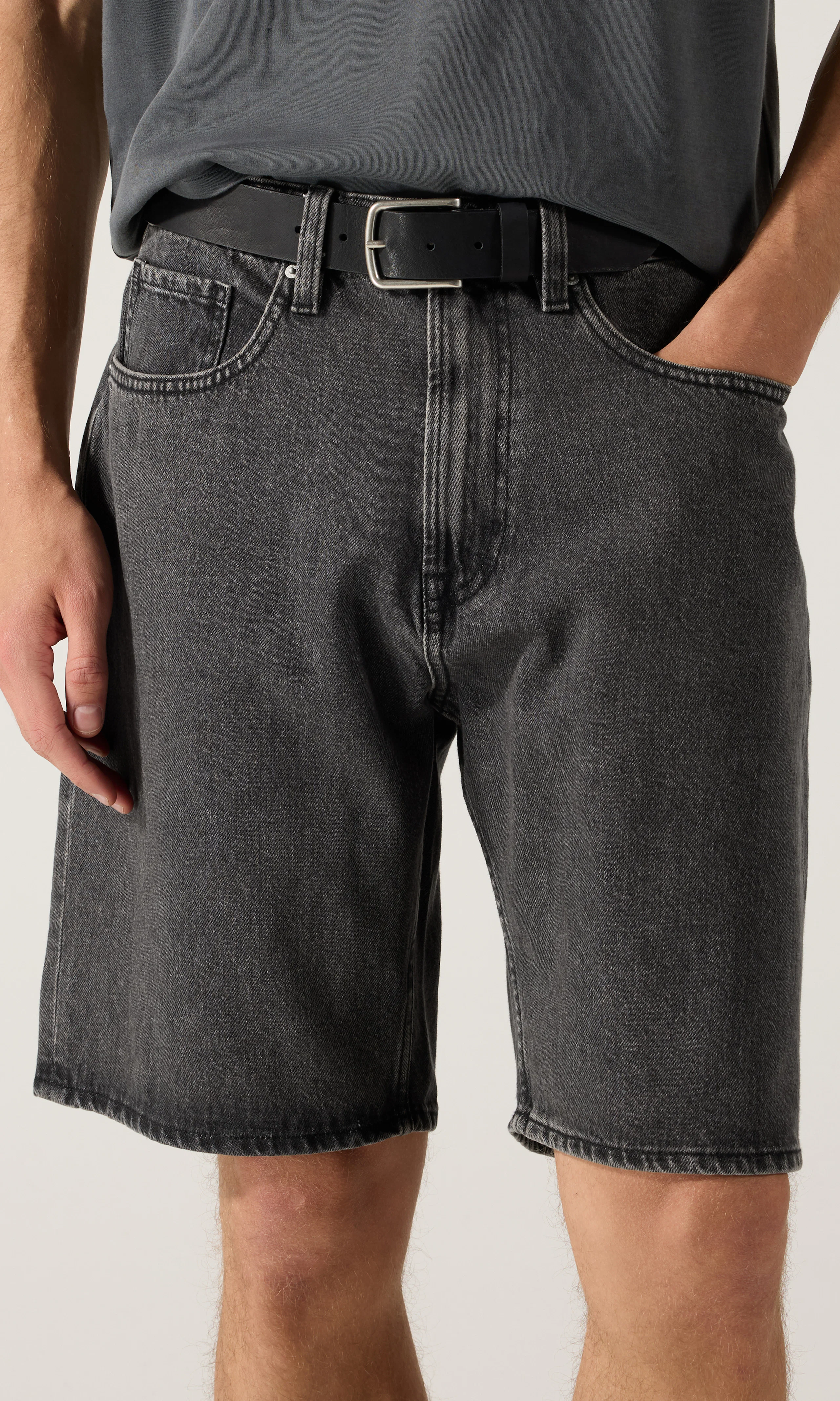 Loose Shorts. Front. Model.