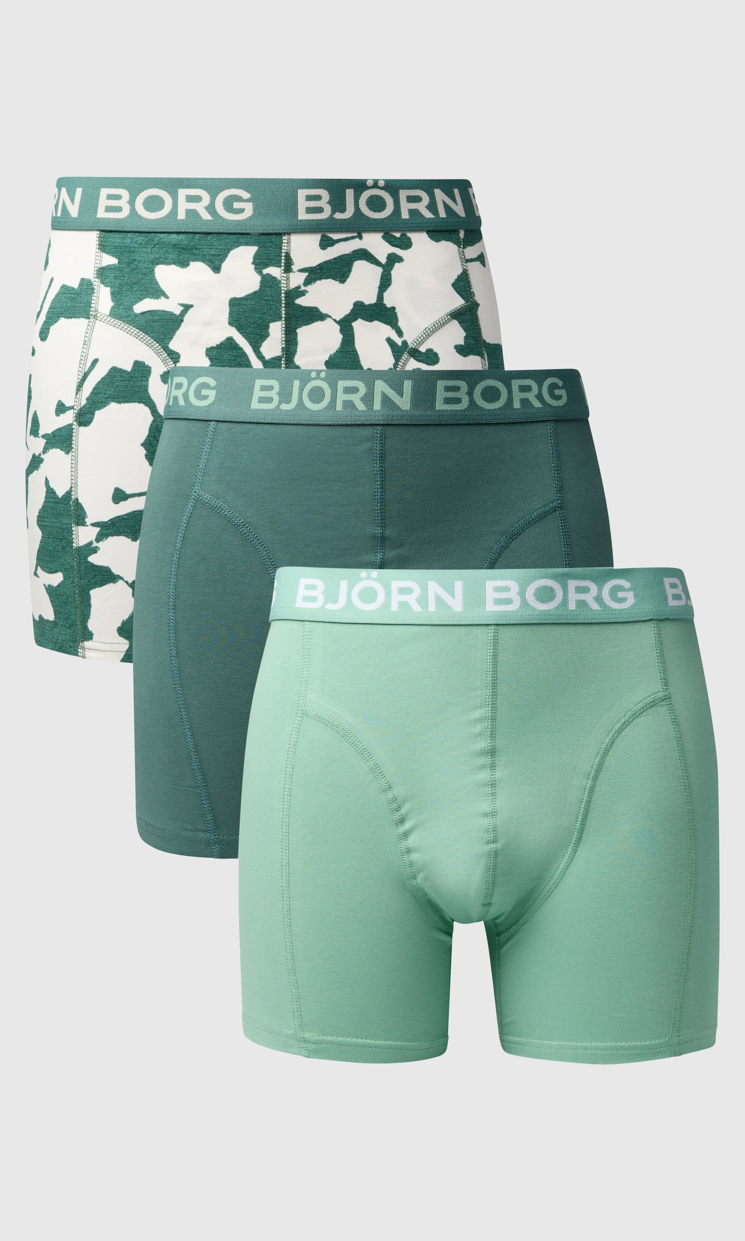 3-Pack Cotton Stretch Vihreät Bokserit. Front. Flat.