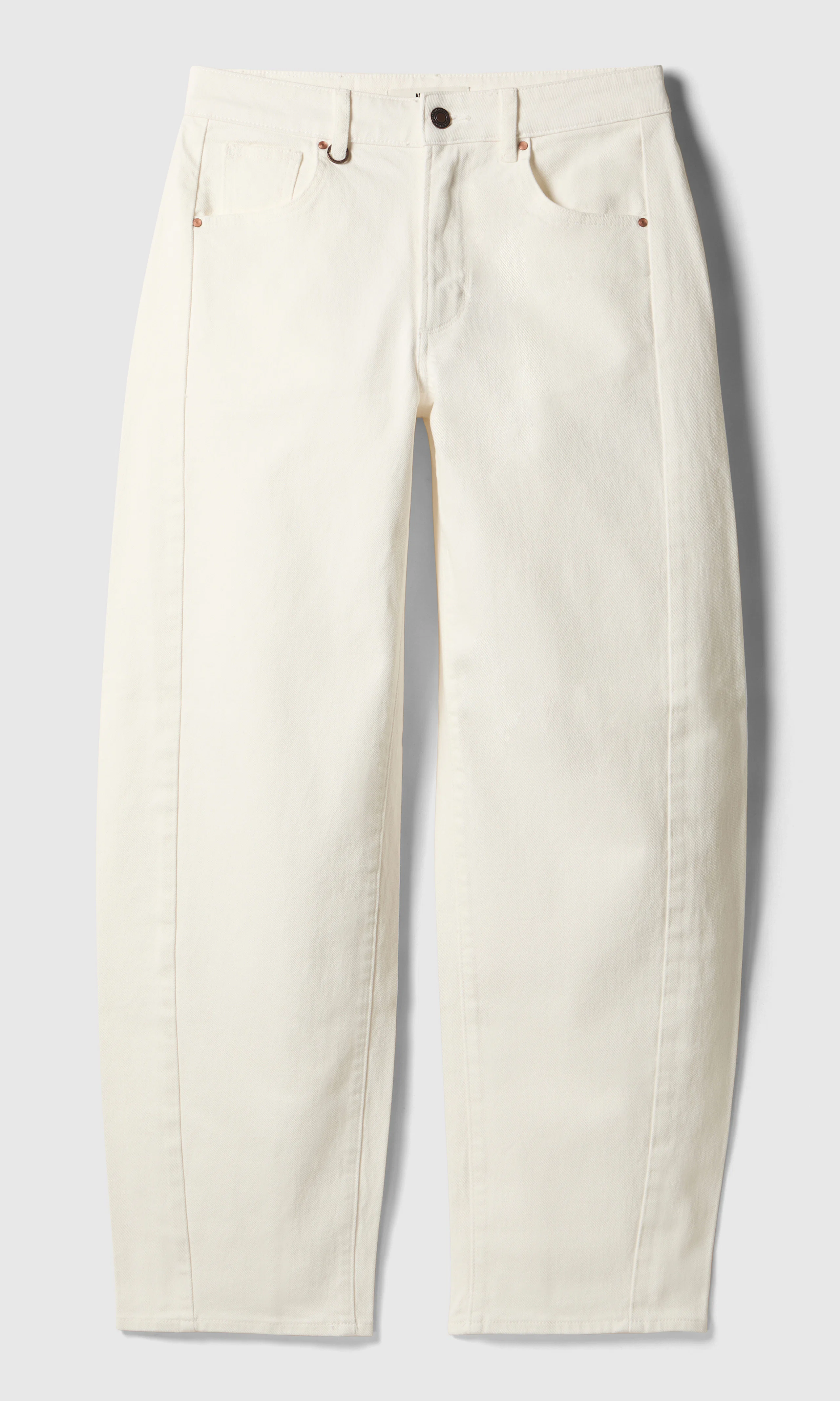 Amber Barrel Jeans. Front. Flat.