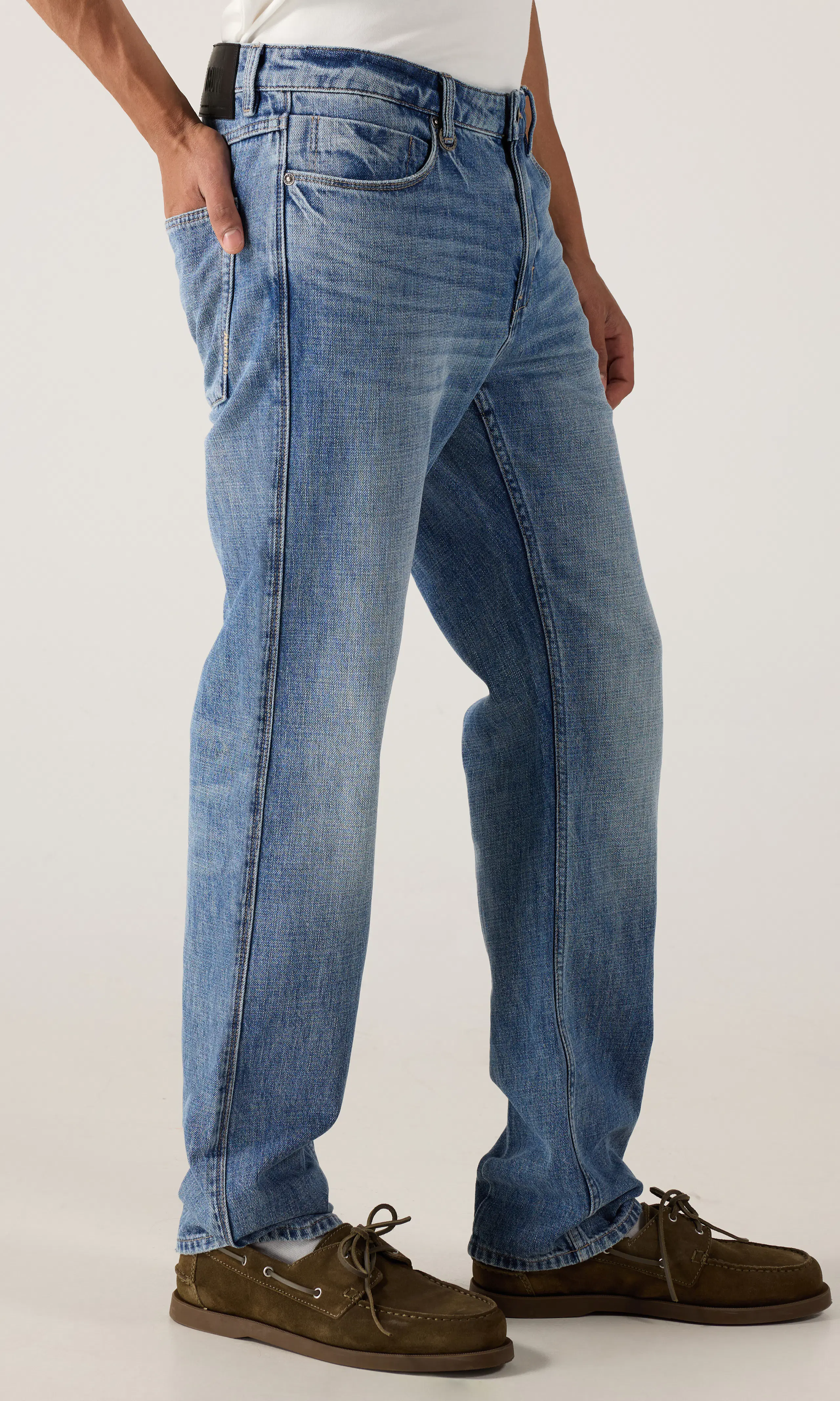 Rebel Straight Jeans. Front 2. Model.