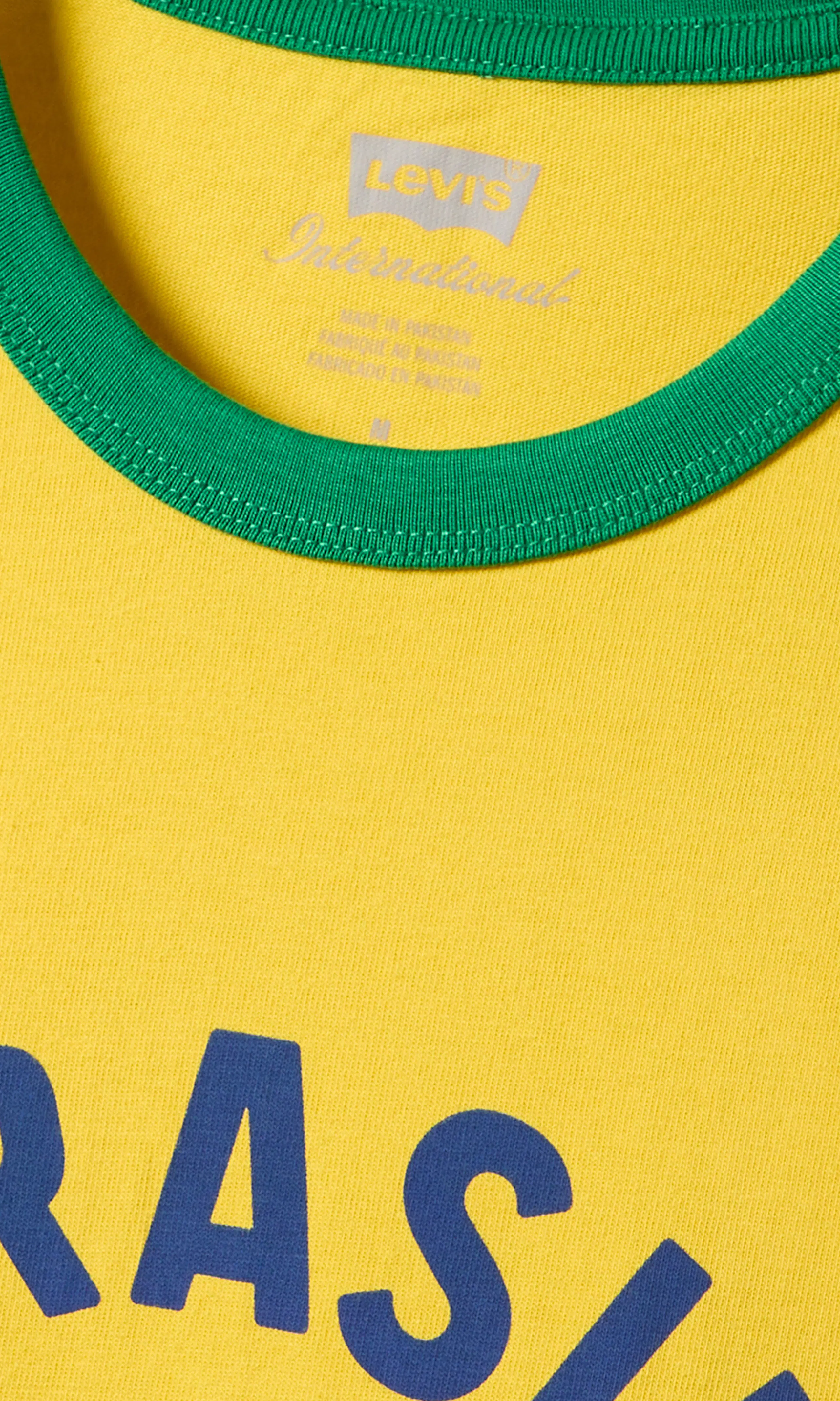 Brazil Retro Ringer Tee T-Paita. Detail 1. Flat.