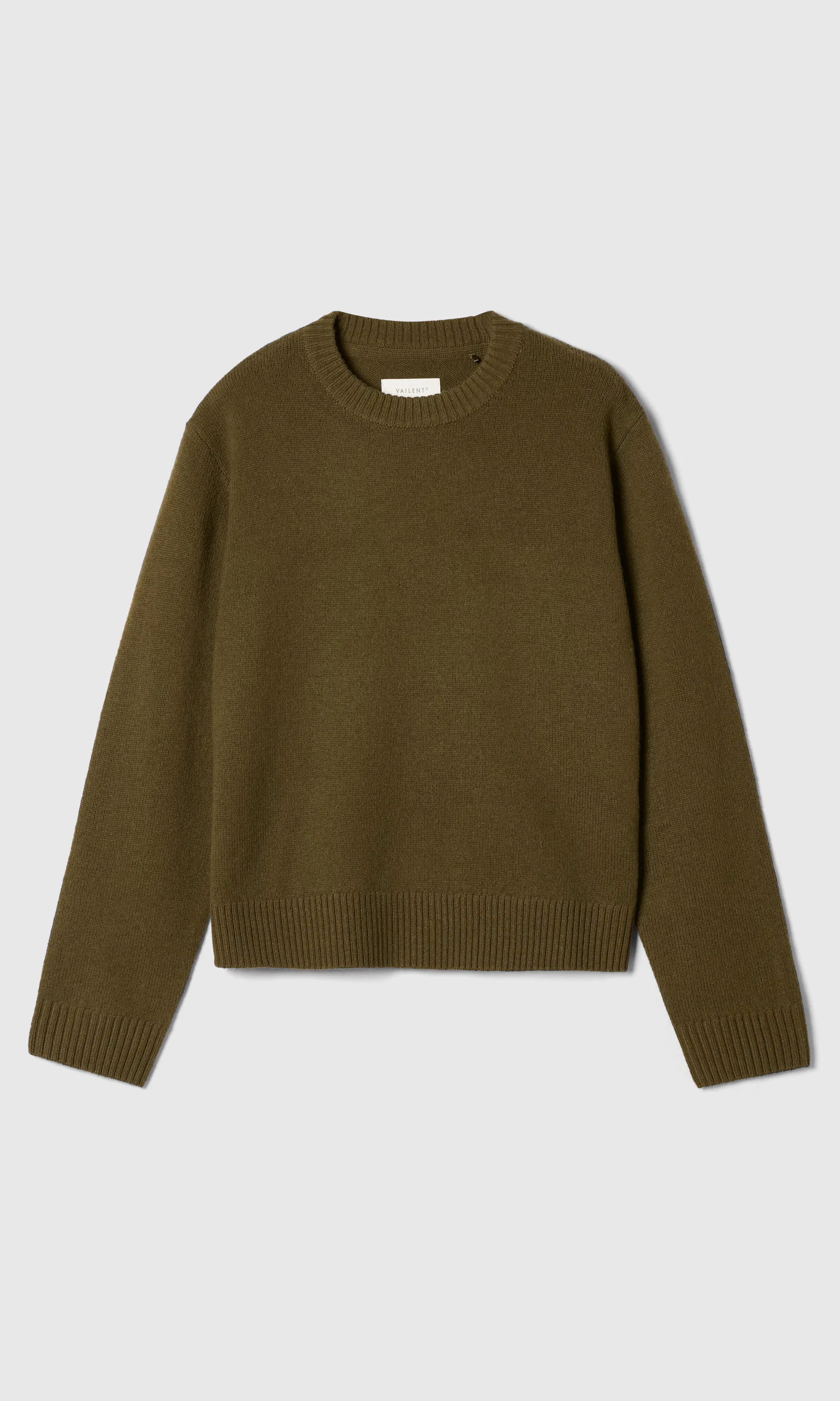 Merino Crew Stickad Merinotröja. Front. Flat.