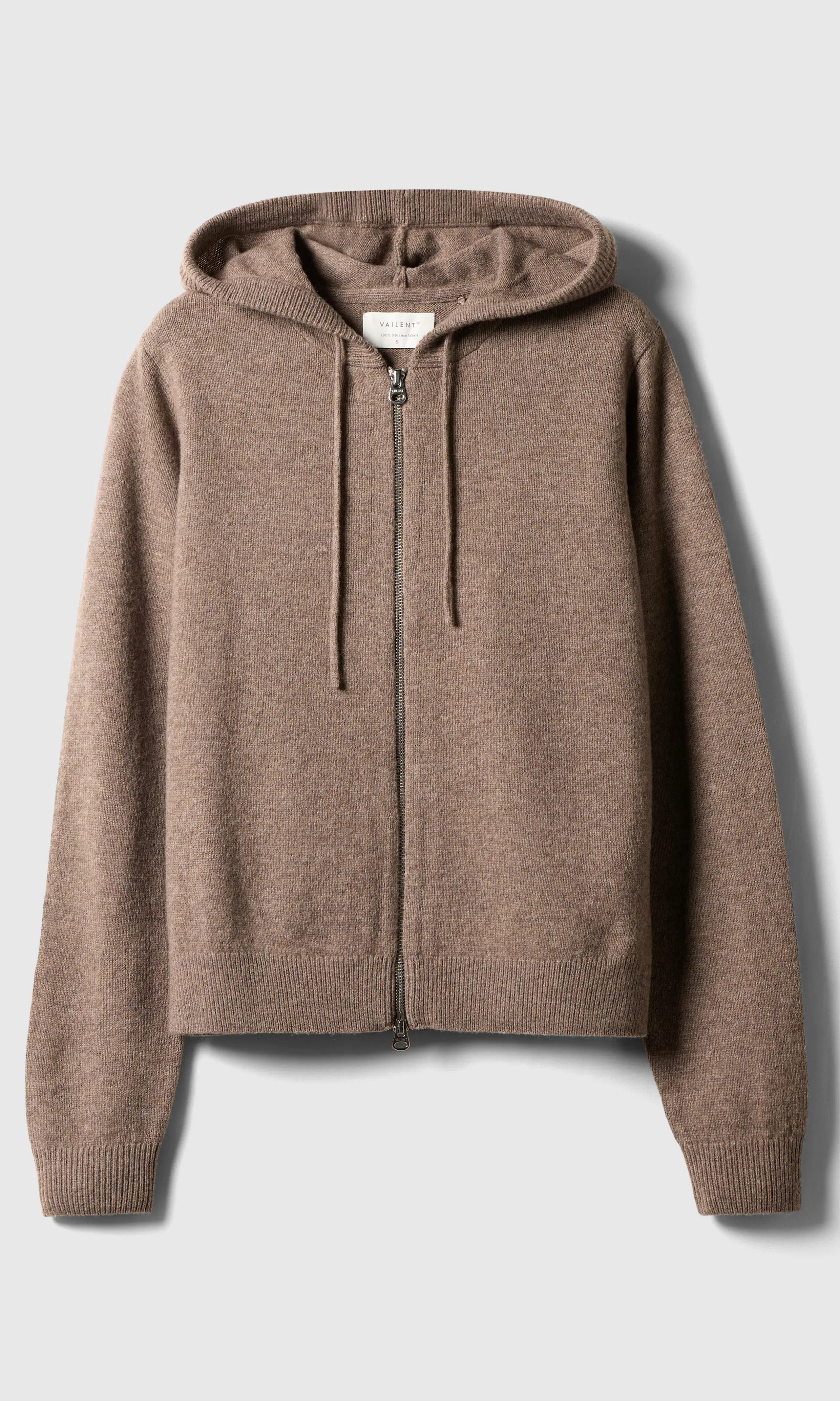 Merino Zip Hettejakke. Front. Flat.