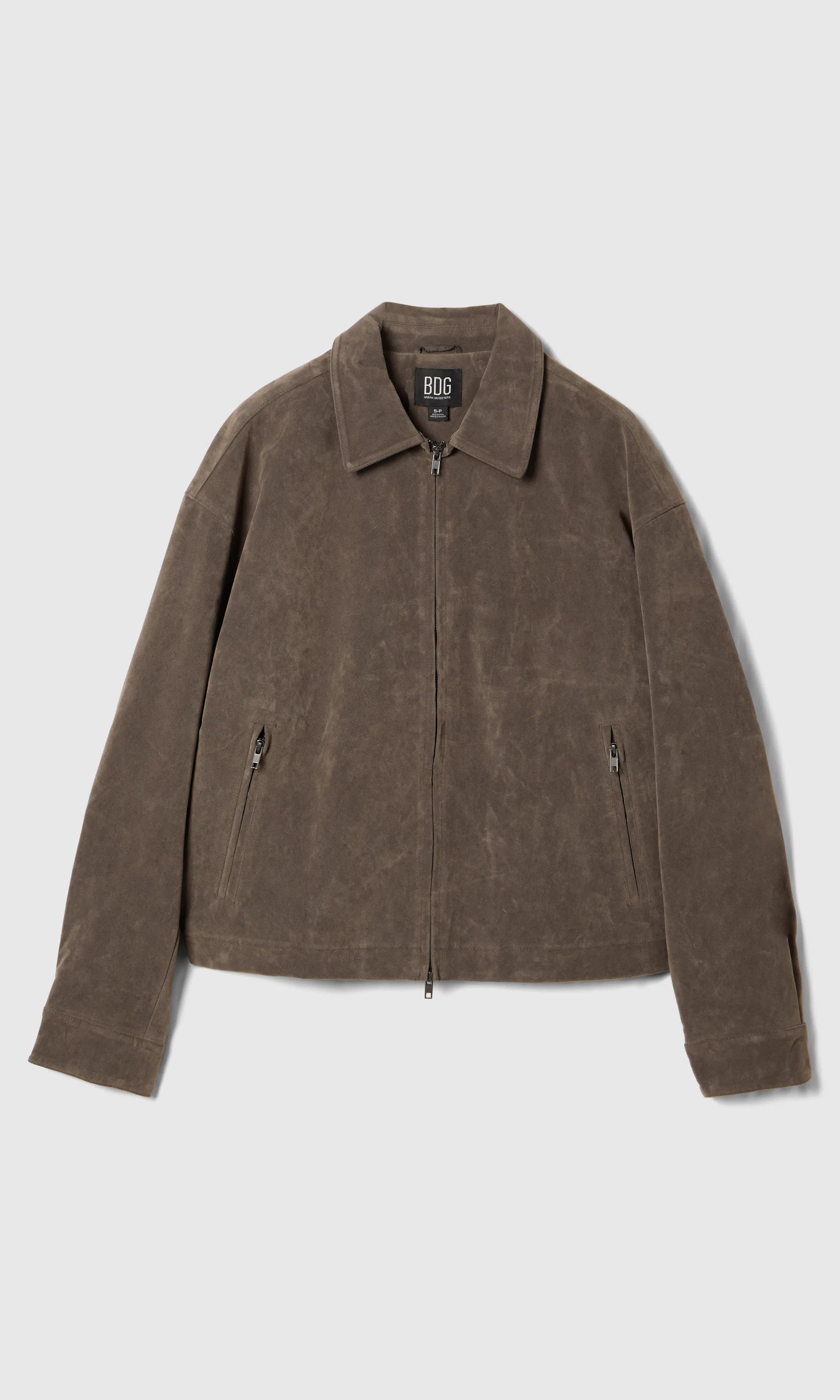Julian Faux Suede Jacket. Front. Flat.