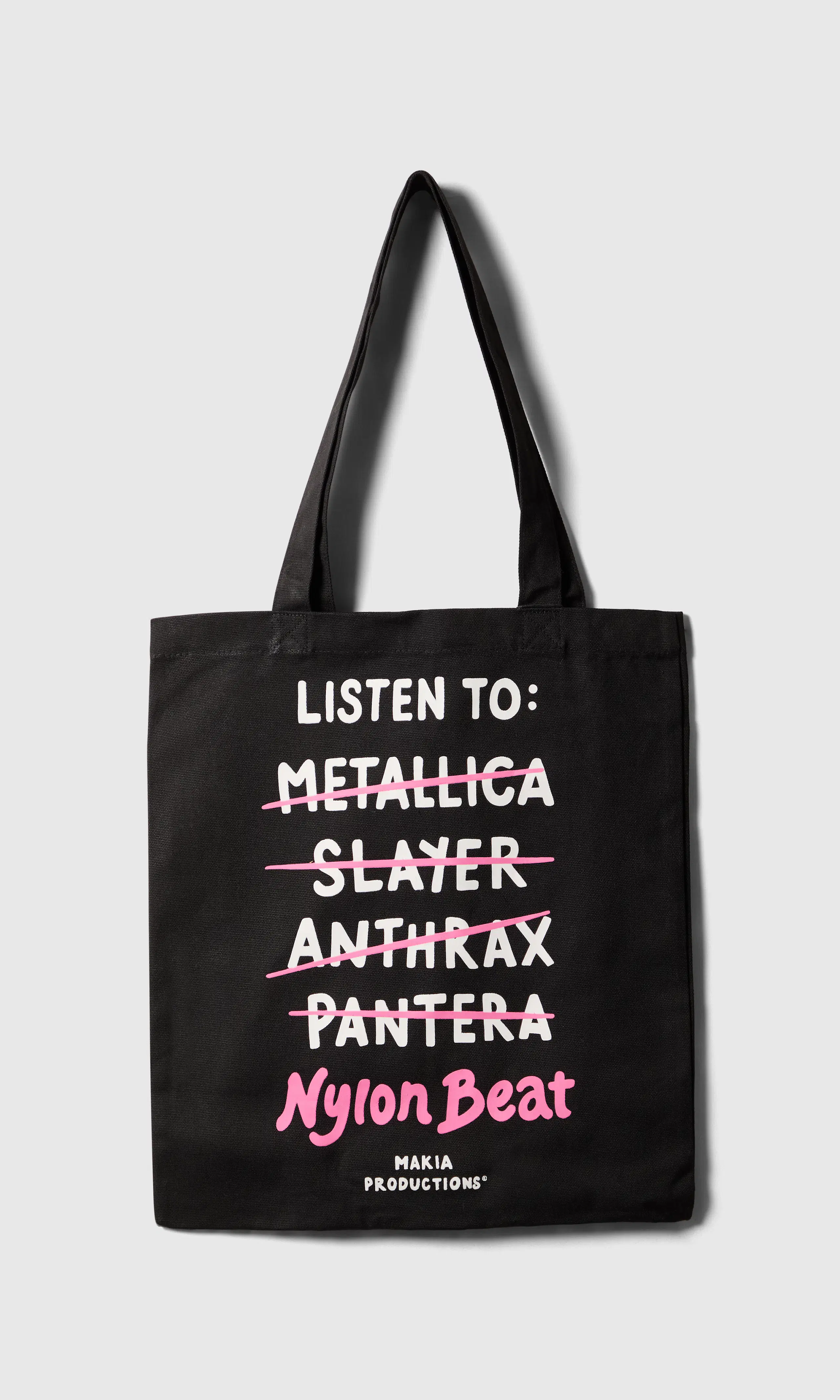 Listen To Tote Tygkasse. Front. Flat.