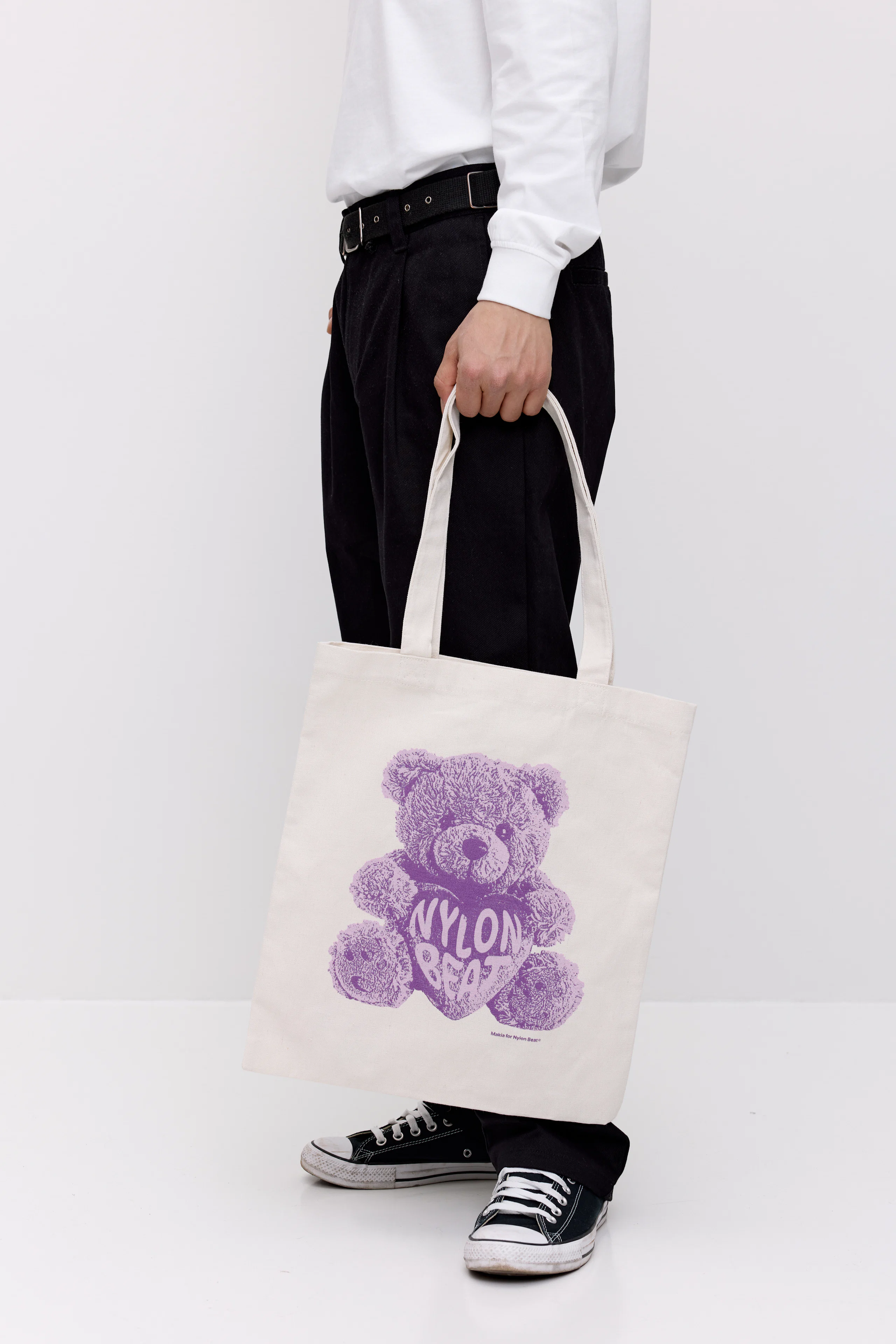 Teddy Tote Bag. Front 1. Model.