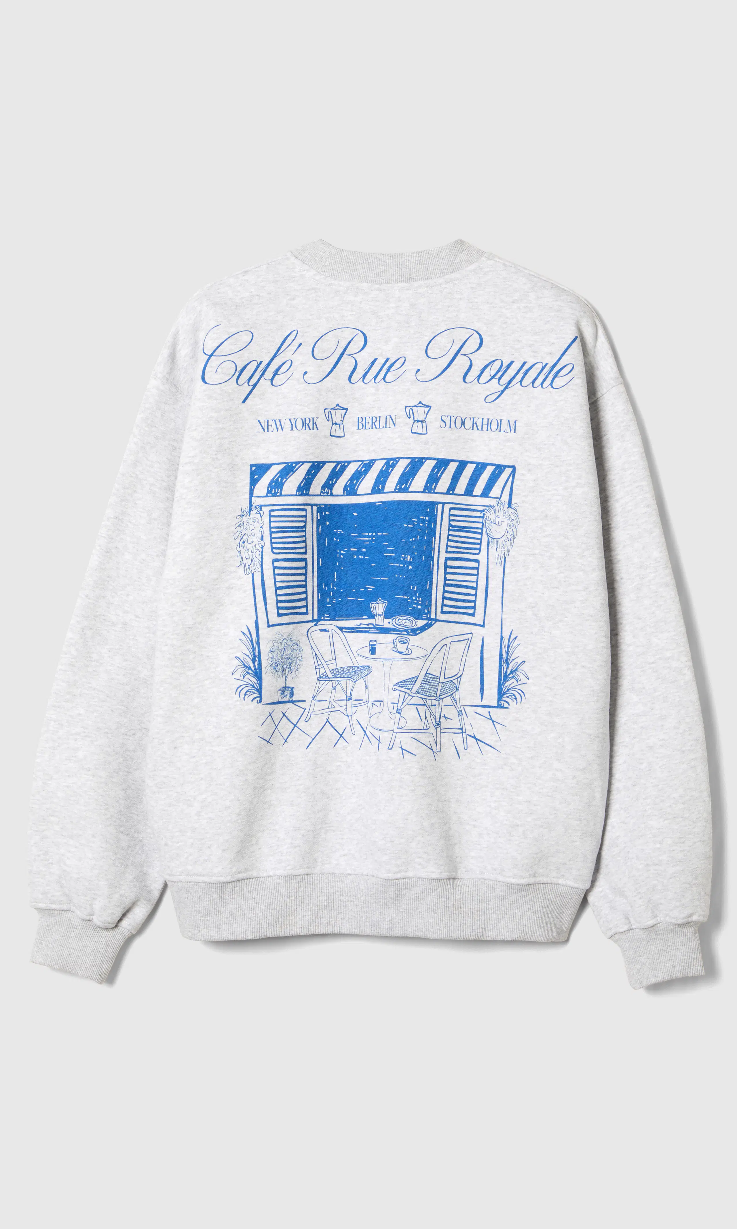 New Crew Print Genser. Back. Flat.