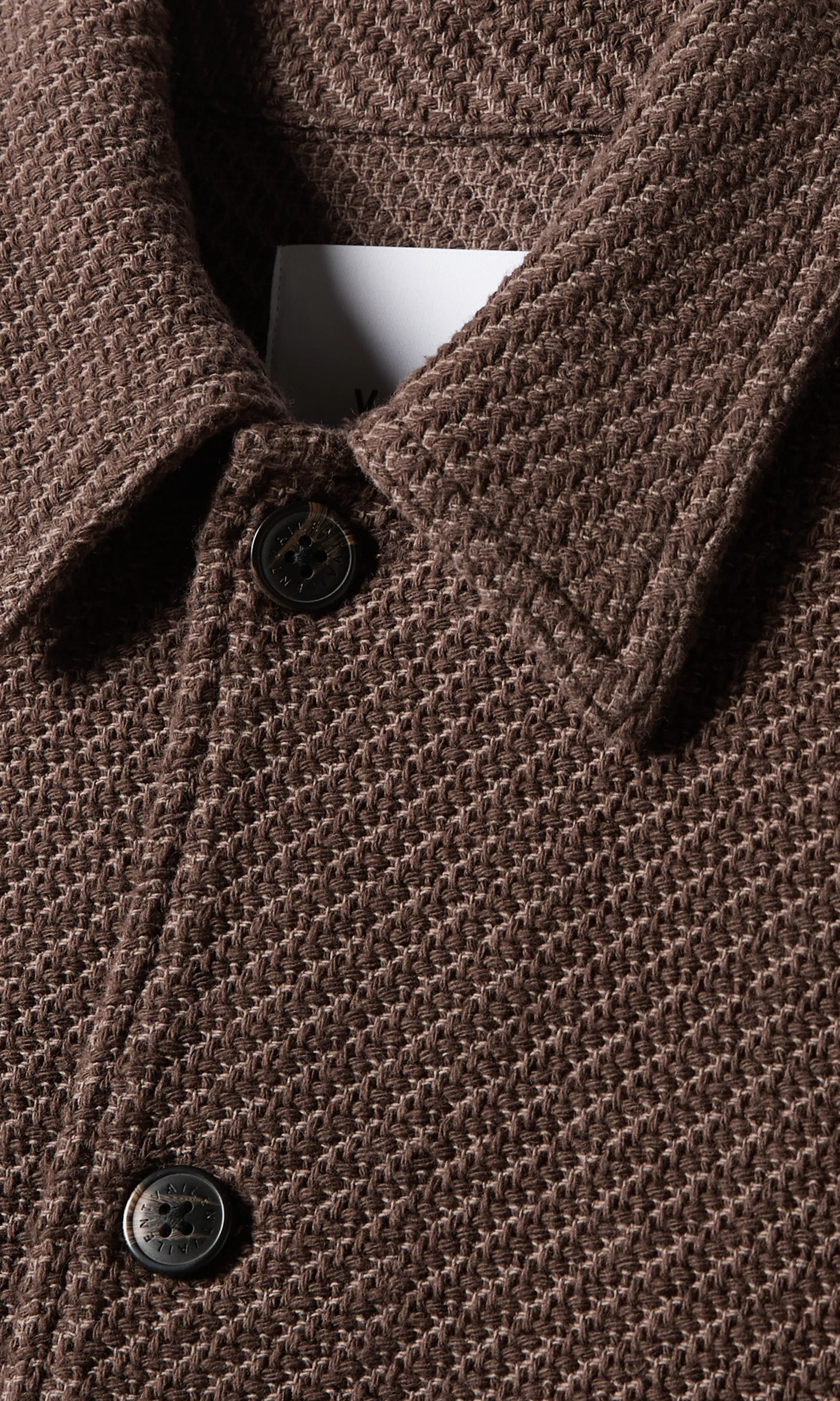 Mercer Brun Overshirt. Detail 1. Flat.
