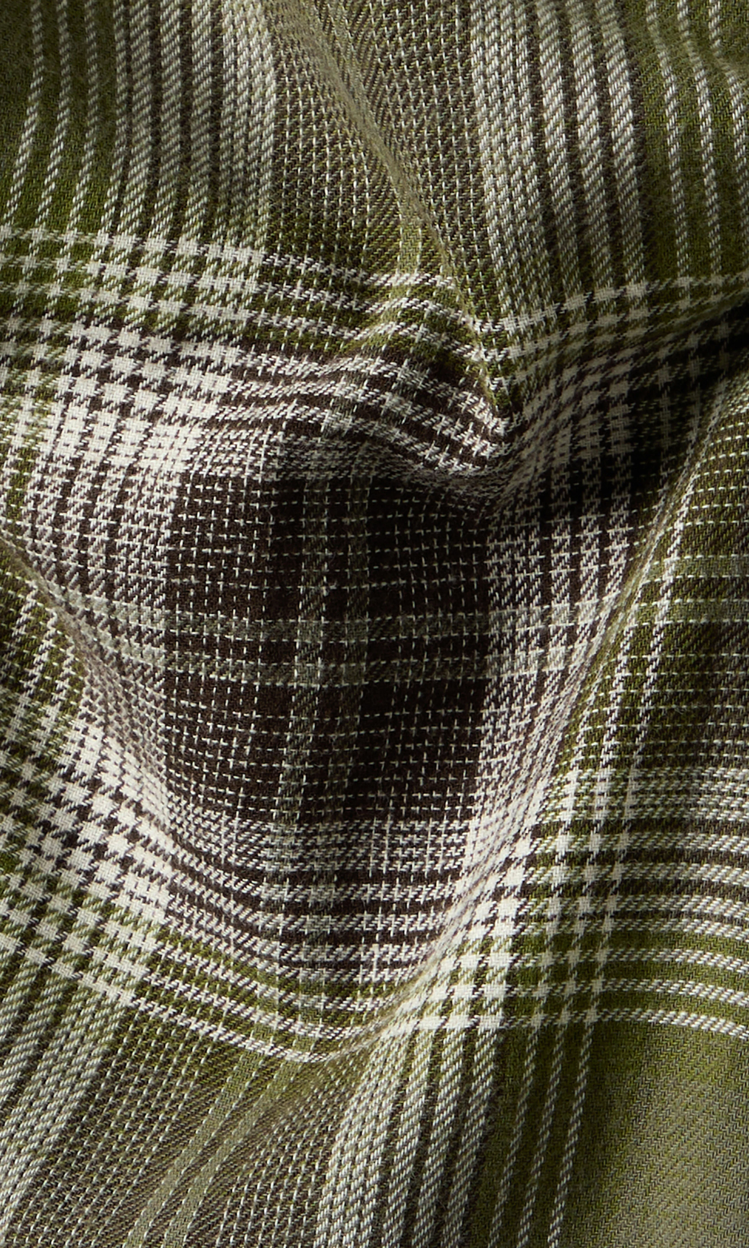 Western Grønn Rutete Skjorte. Detail 2. Flat.