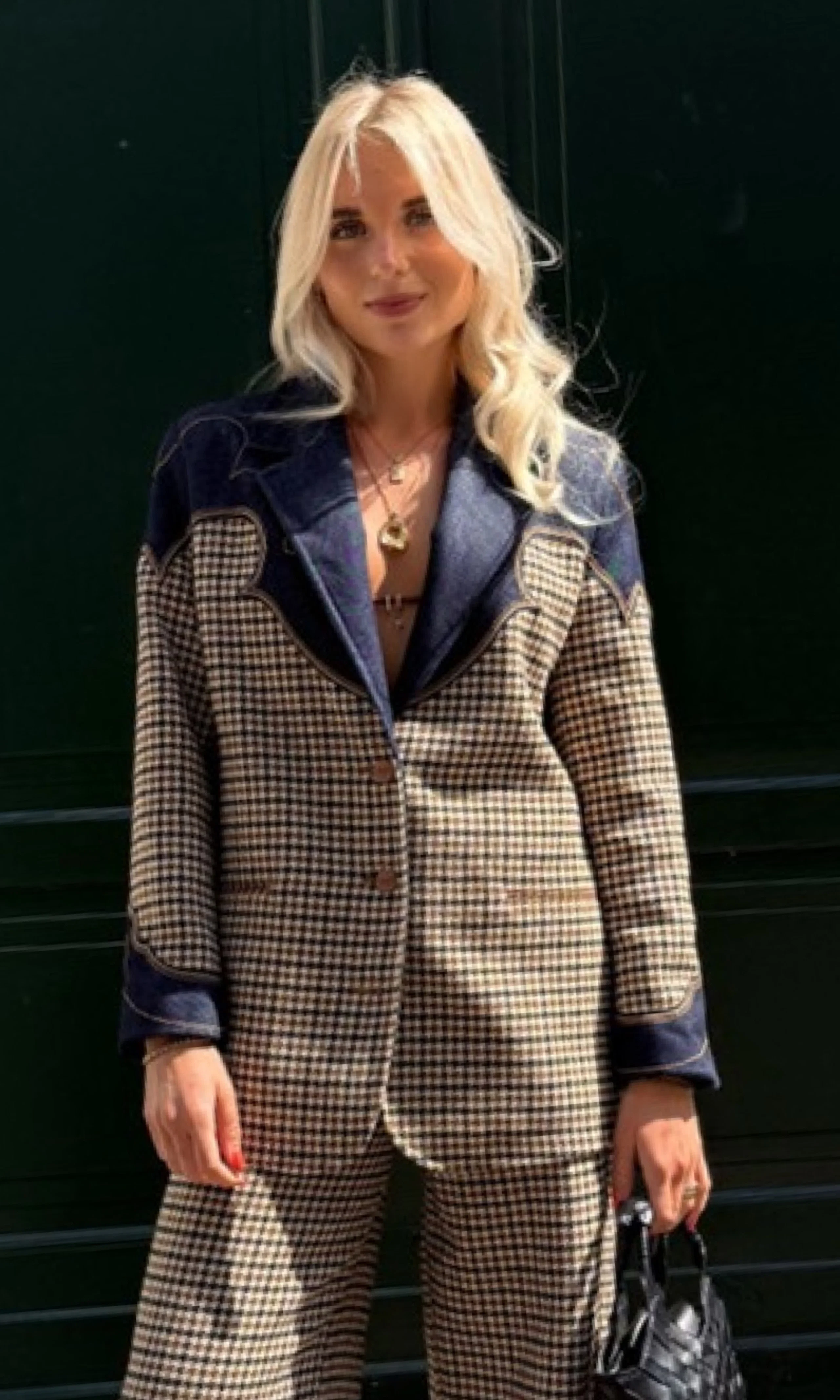 Houndstooth Blazer. Front. Model.
