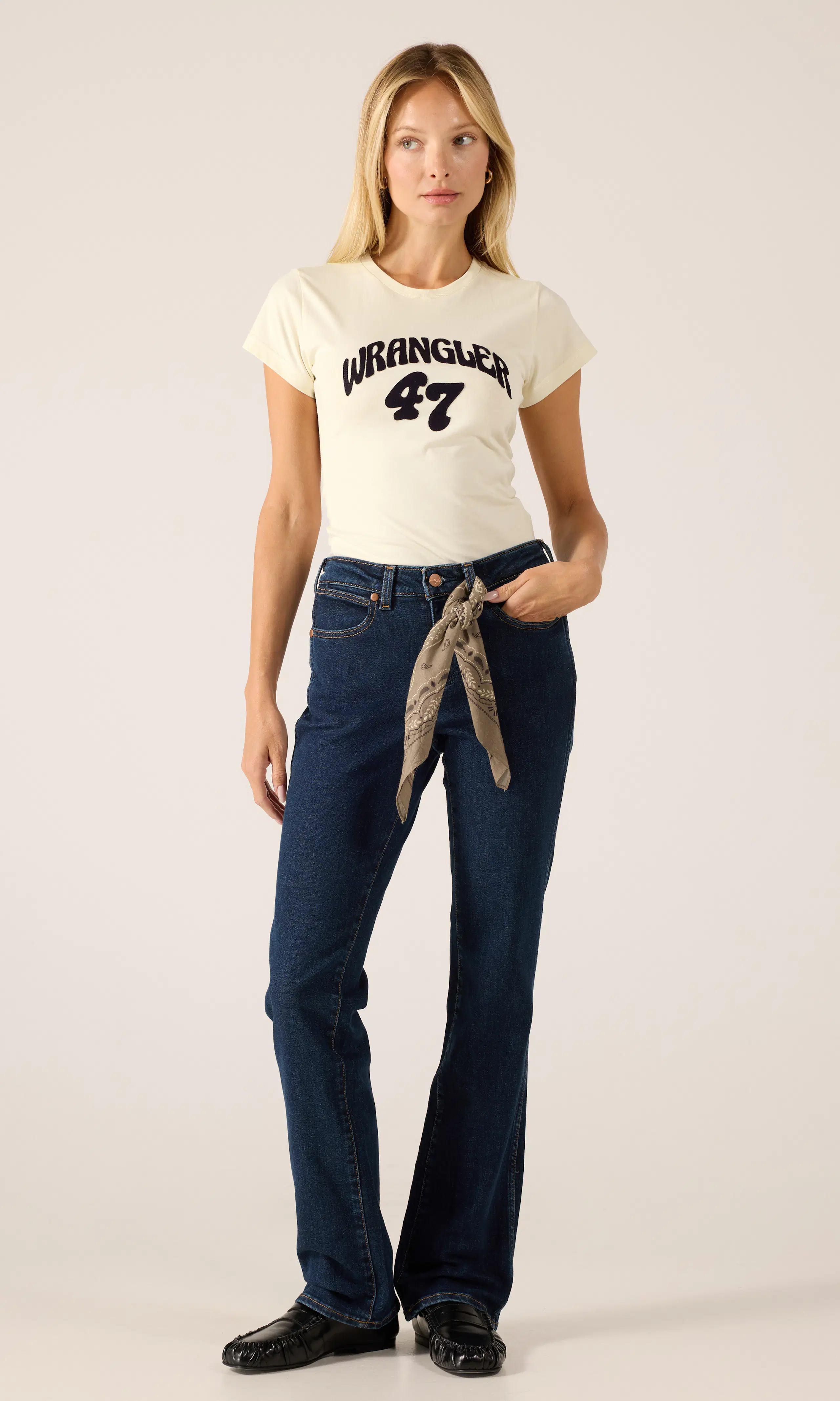 Shrunken Band Tee T-Shirt. Front 1. Model.
