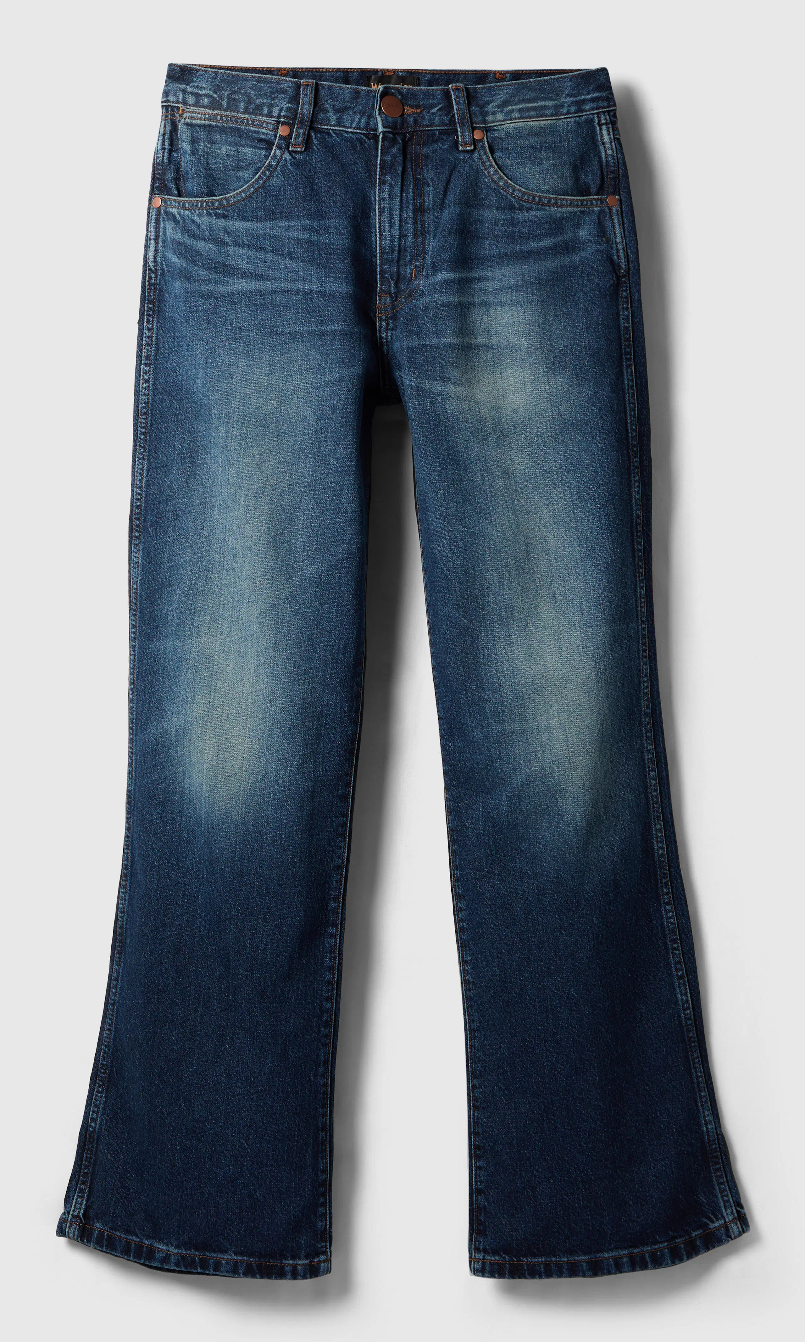 Loose Boot Mörkblå Jeans. Front. Flat.
