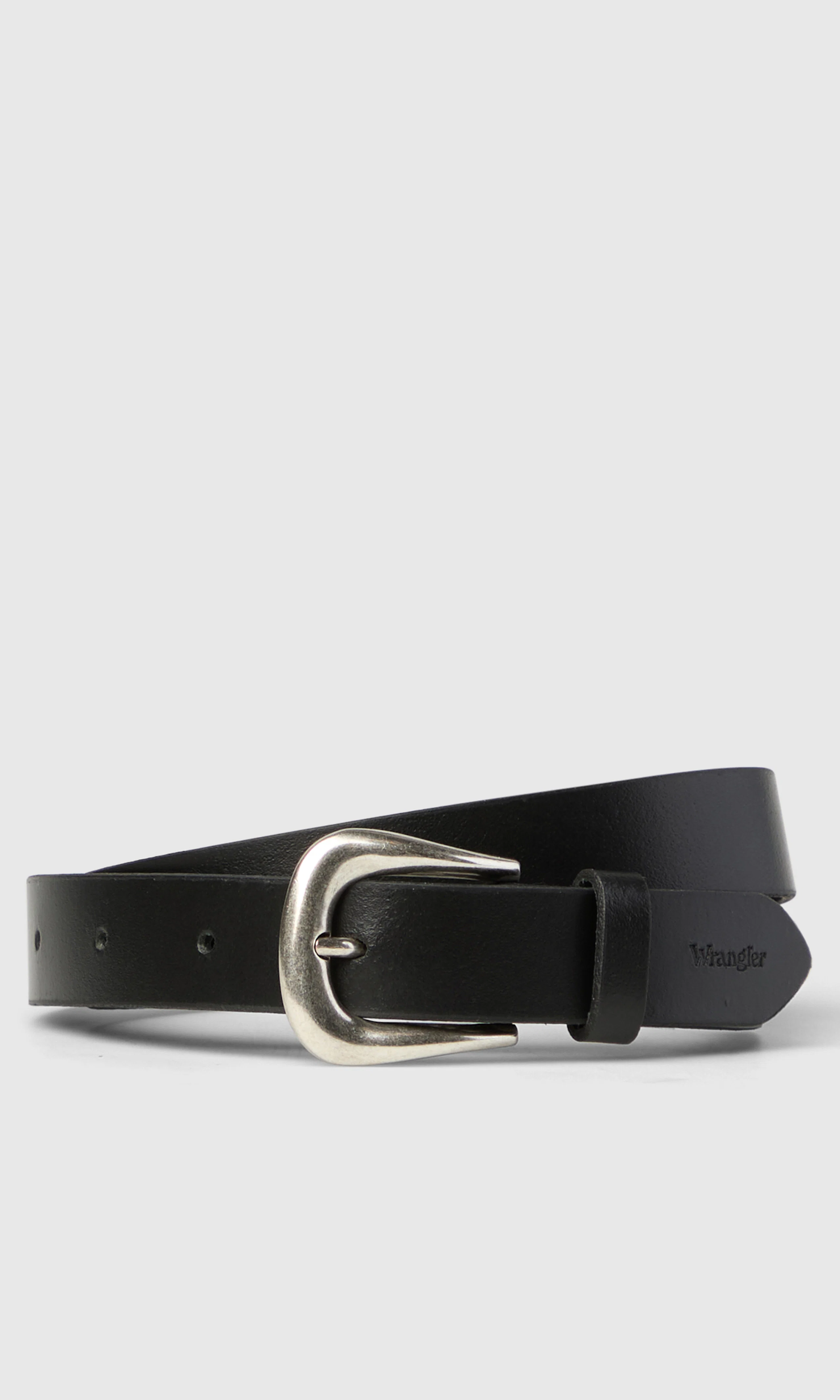 Easy Western Svart Skinnbälte. Front. Flat.