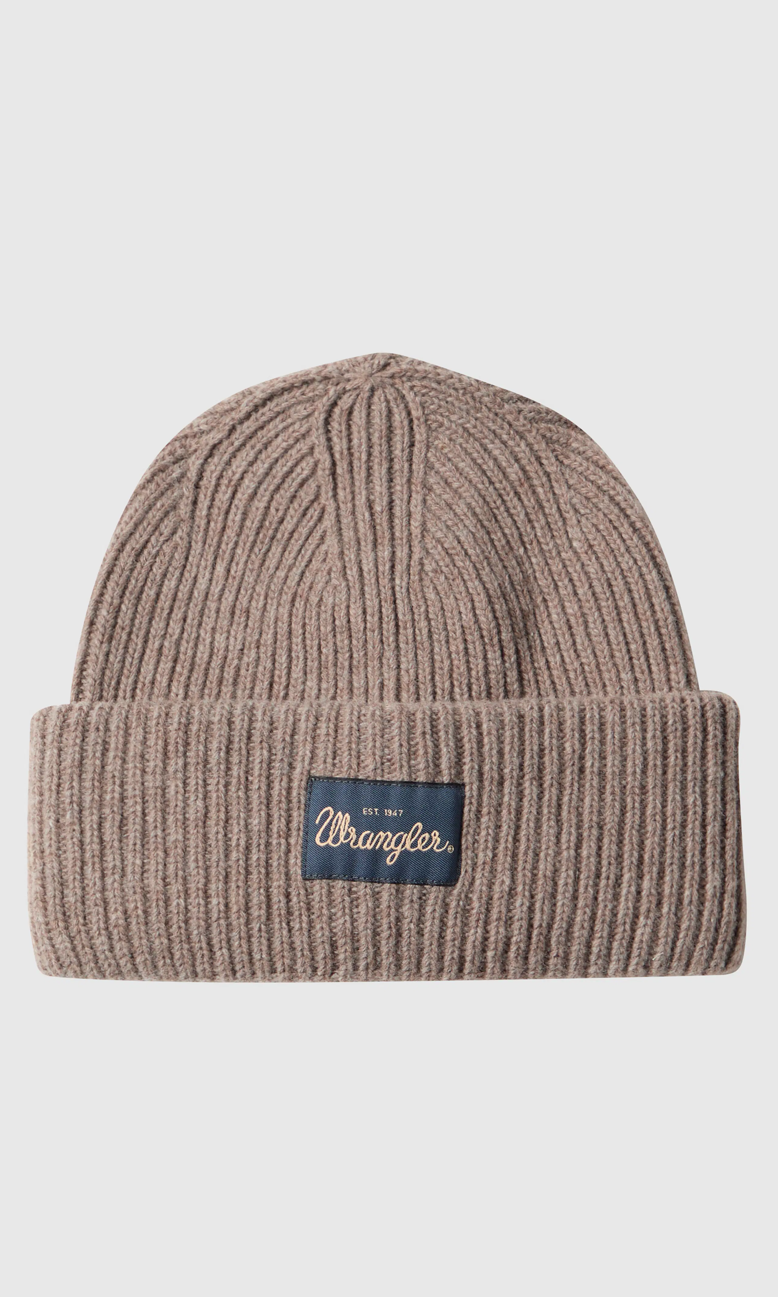 Ribbed Wool Beanie Beige Pipo. Front. Flat.