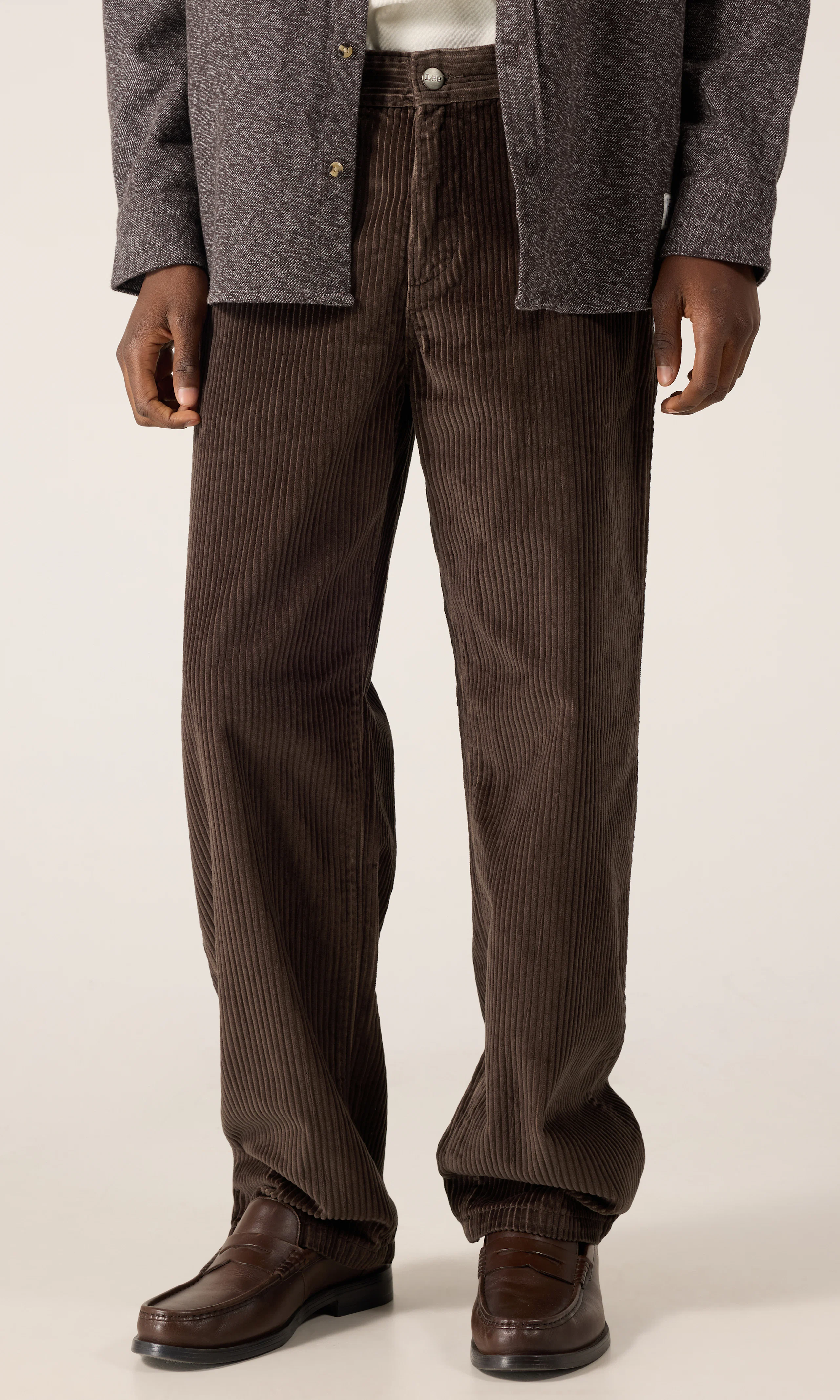 Loose Workwear Chinos. Front. Model.