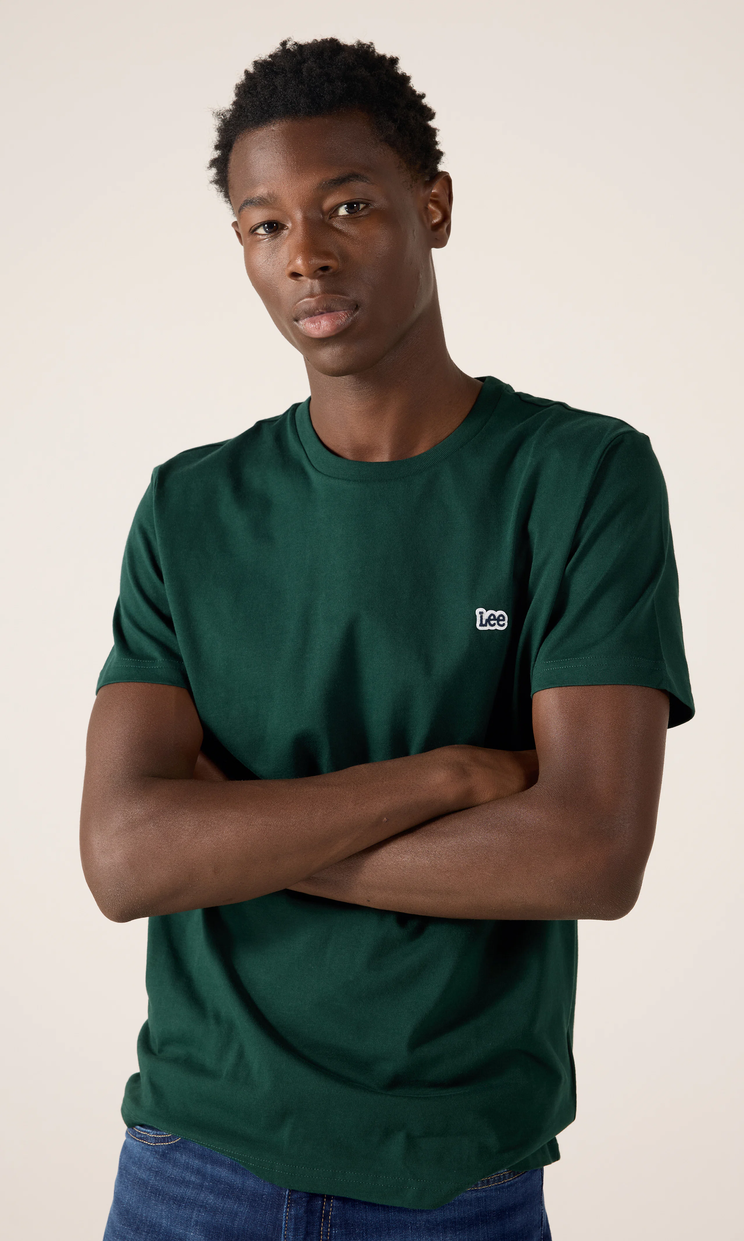 Patch Logo T-Tshirt. Front. Model.