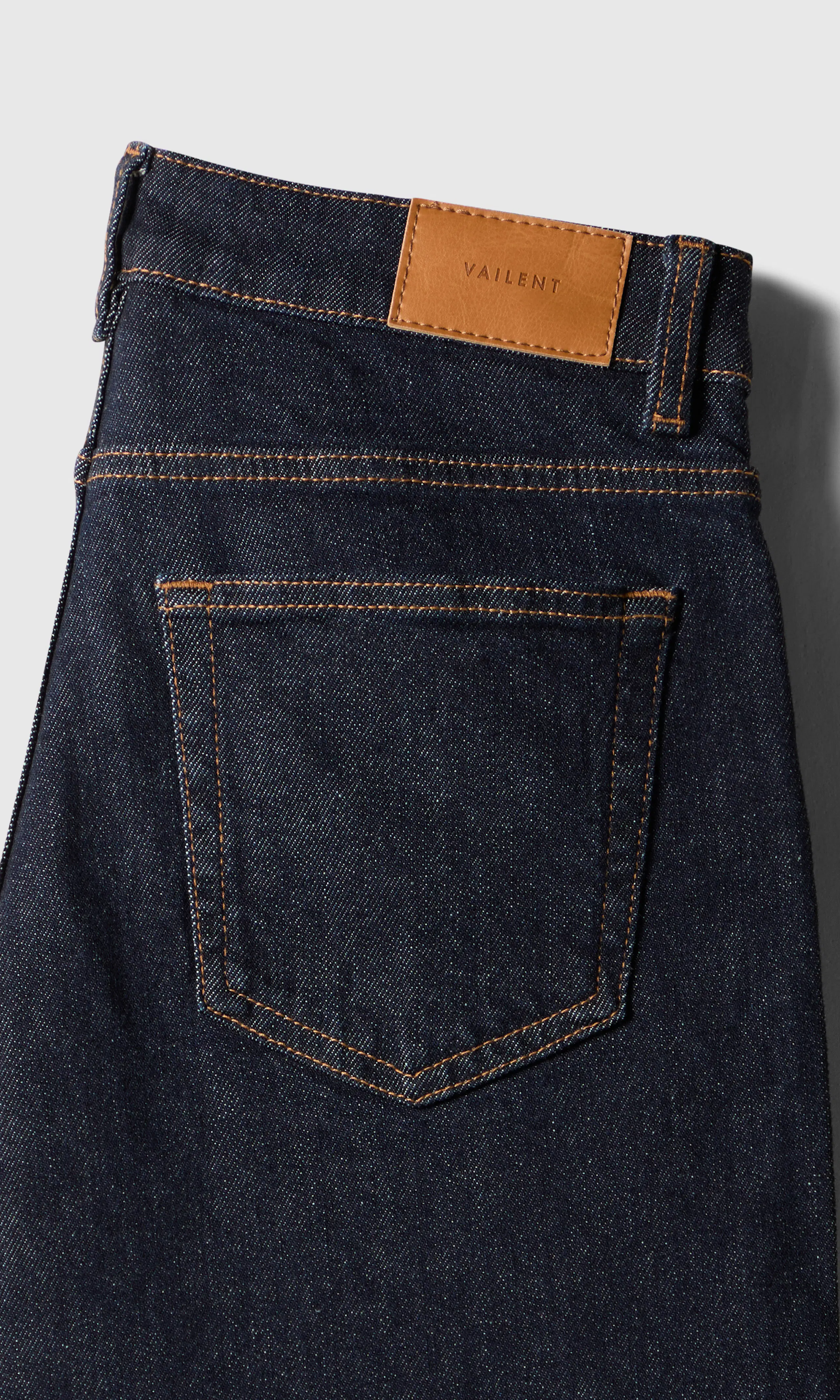 Wide Mörkblå Jeans. Detail 1. Flat.