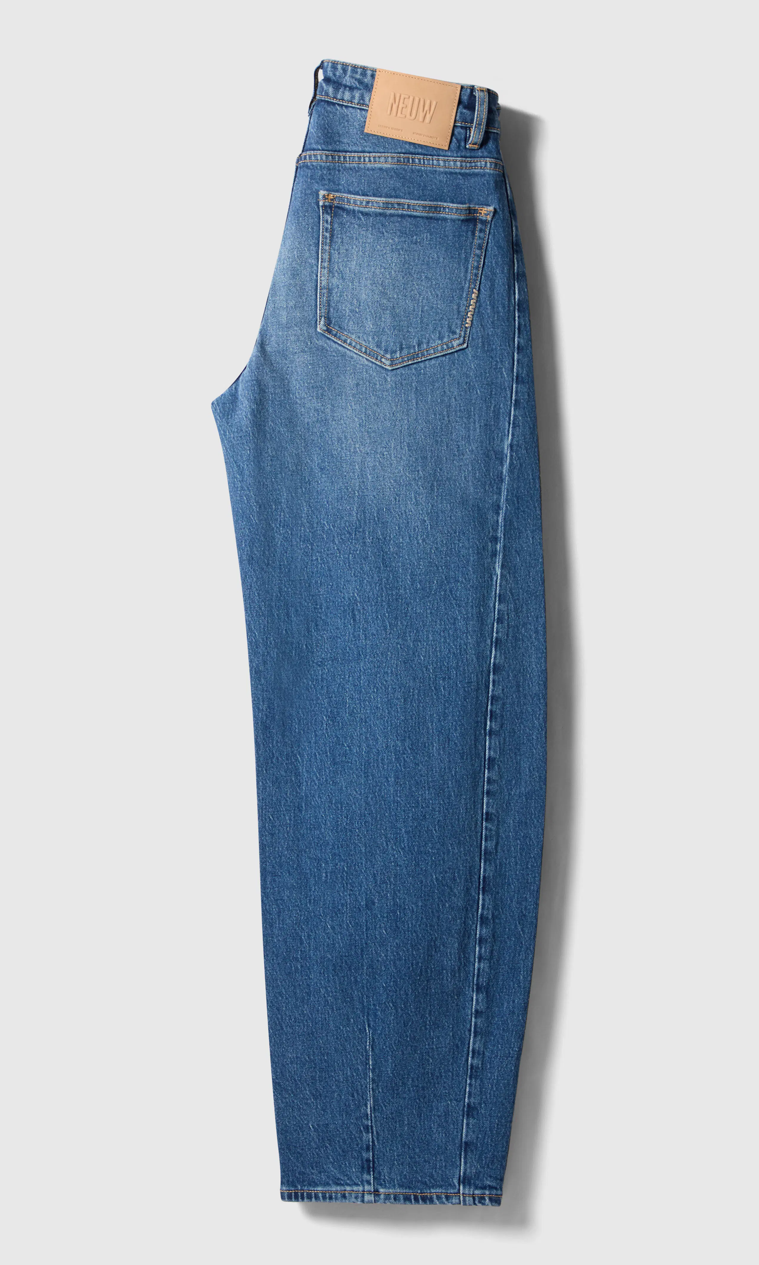 Amber Barrel Jeans. Back. Flat.