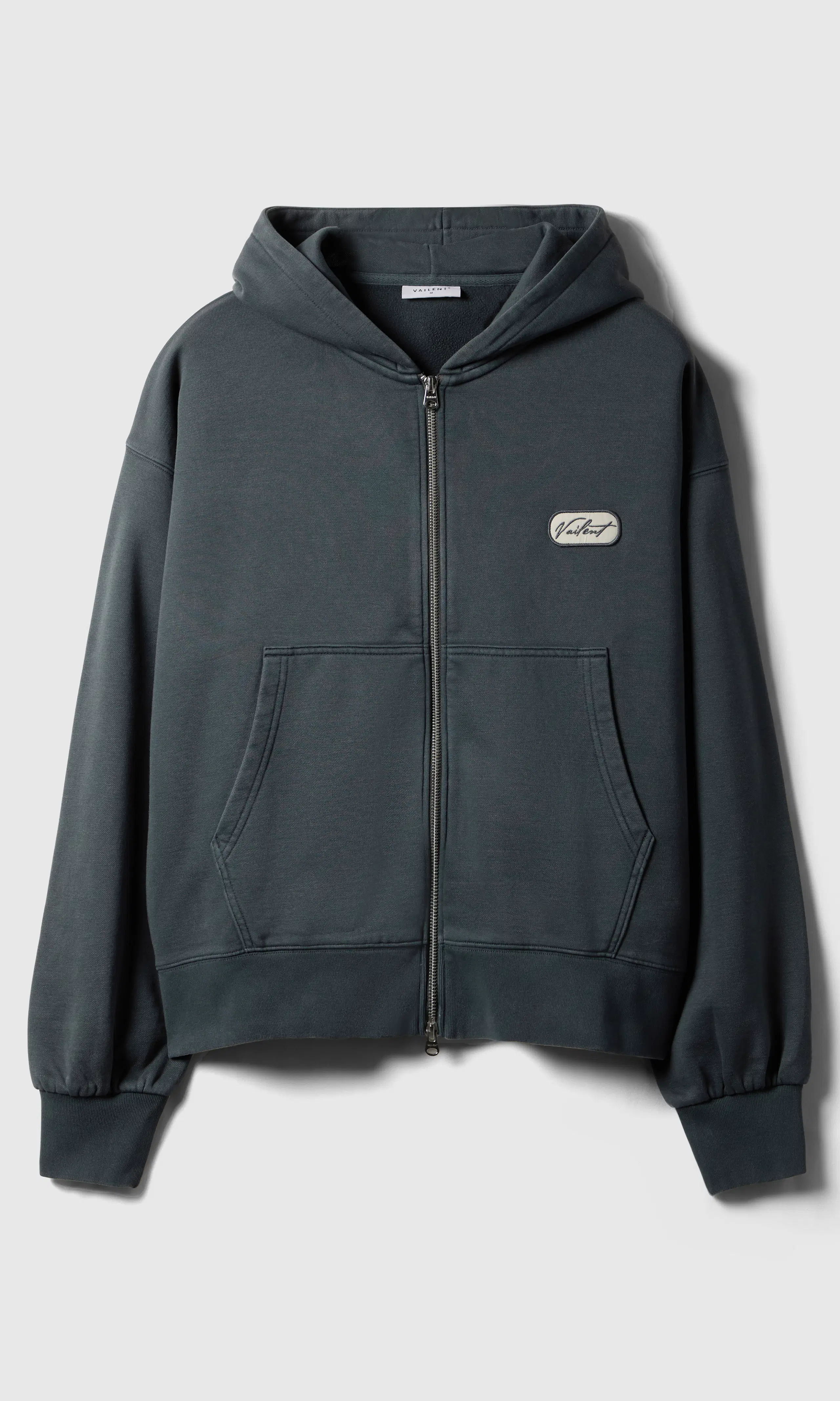 Box Zip Hood Huvtröja. Front. Flat.