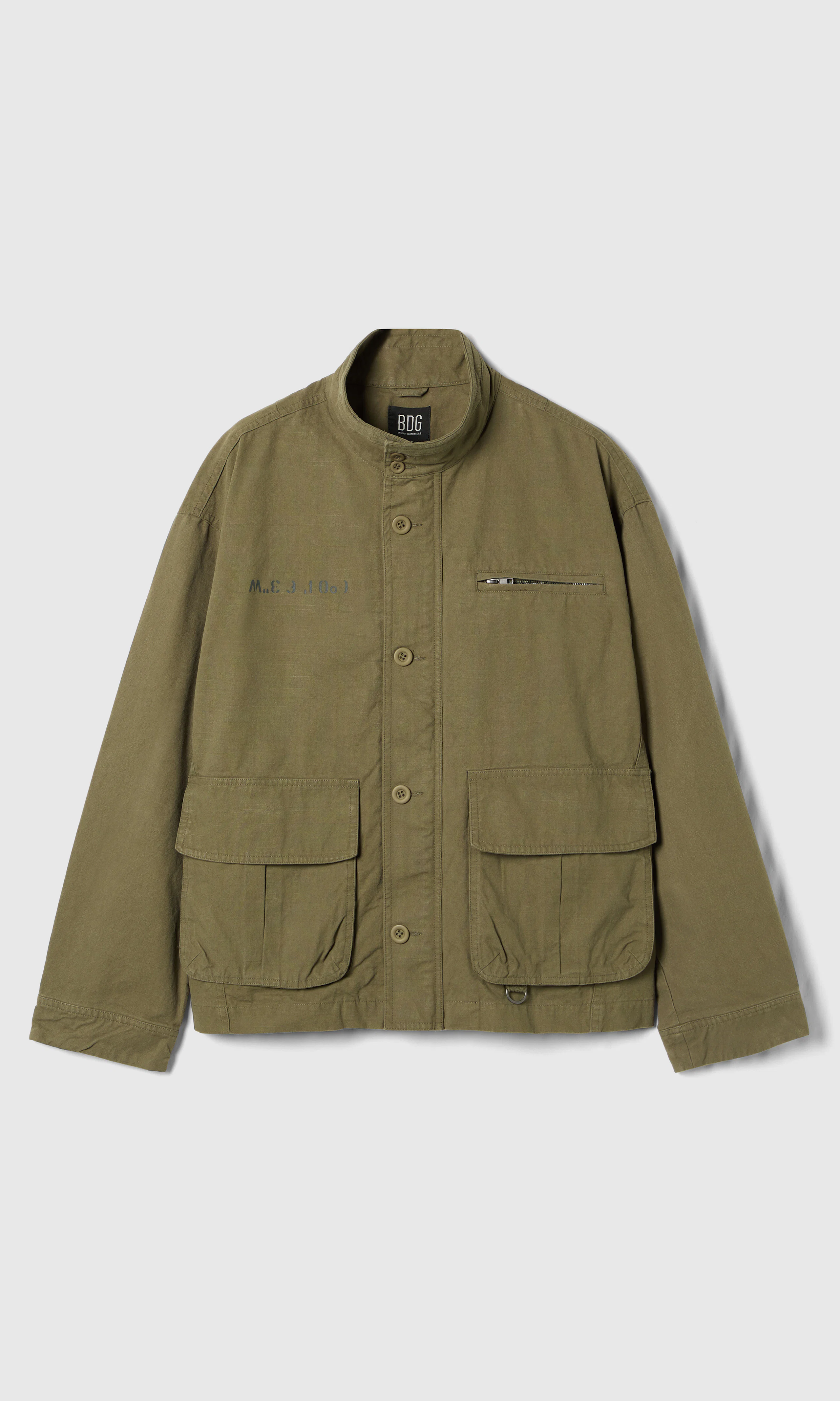 Military Chore Grön Jacka. Front. Flat.