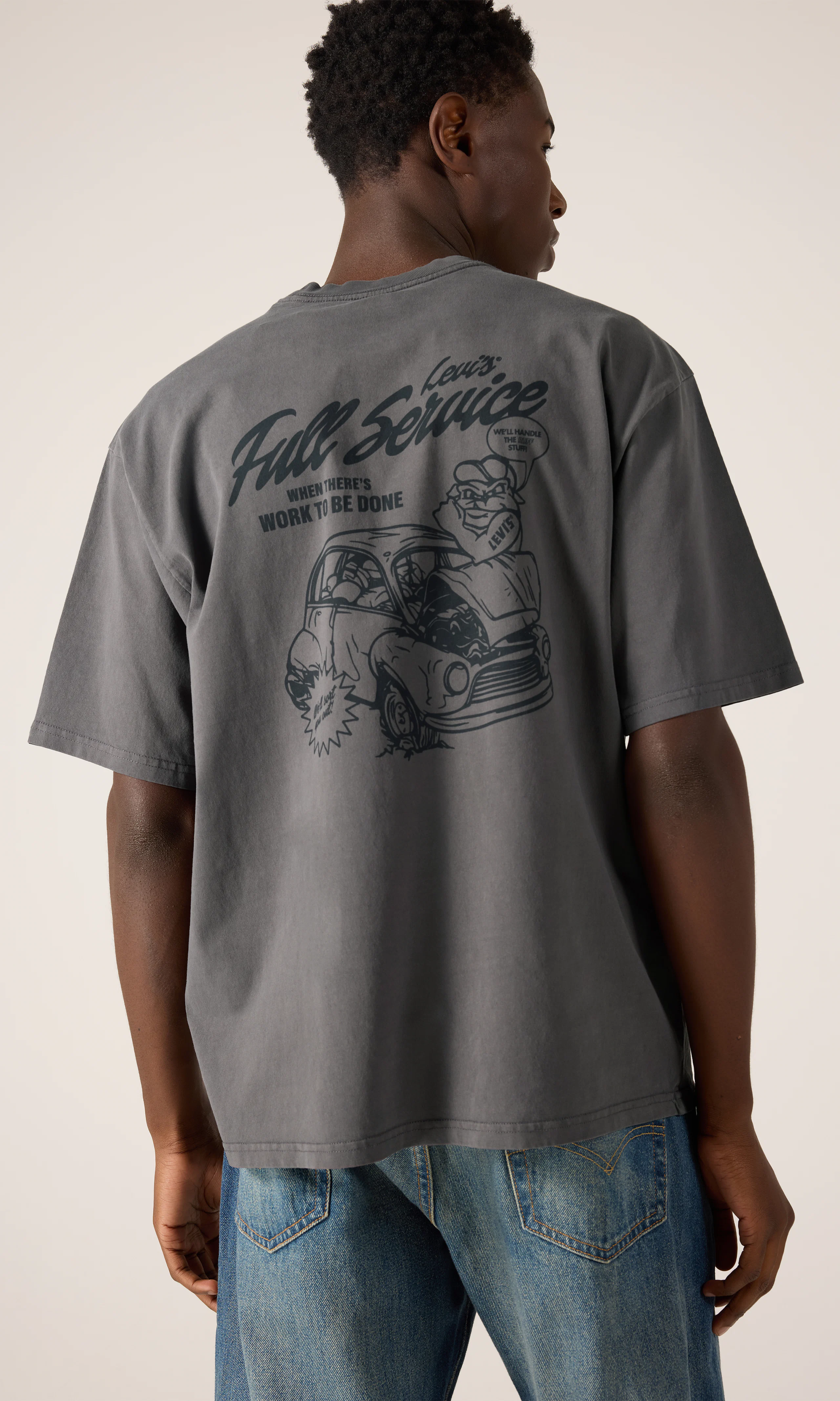 Workwear Graphic Tee T-Paita. Back. Model.