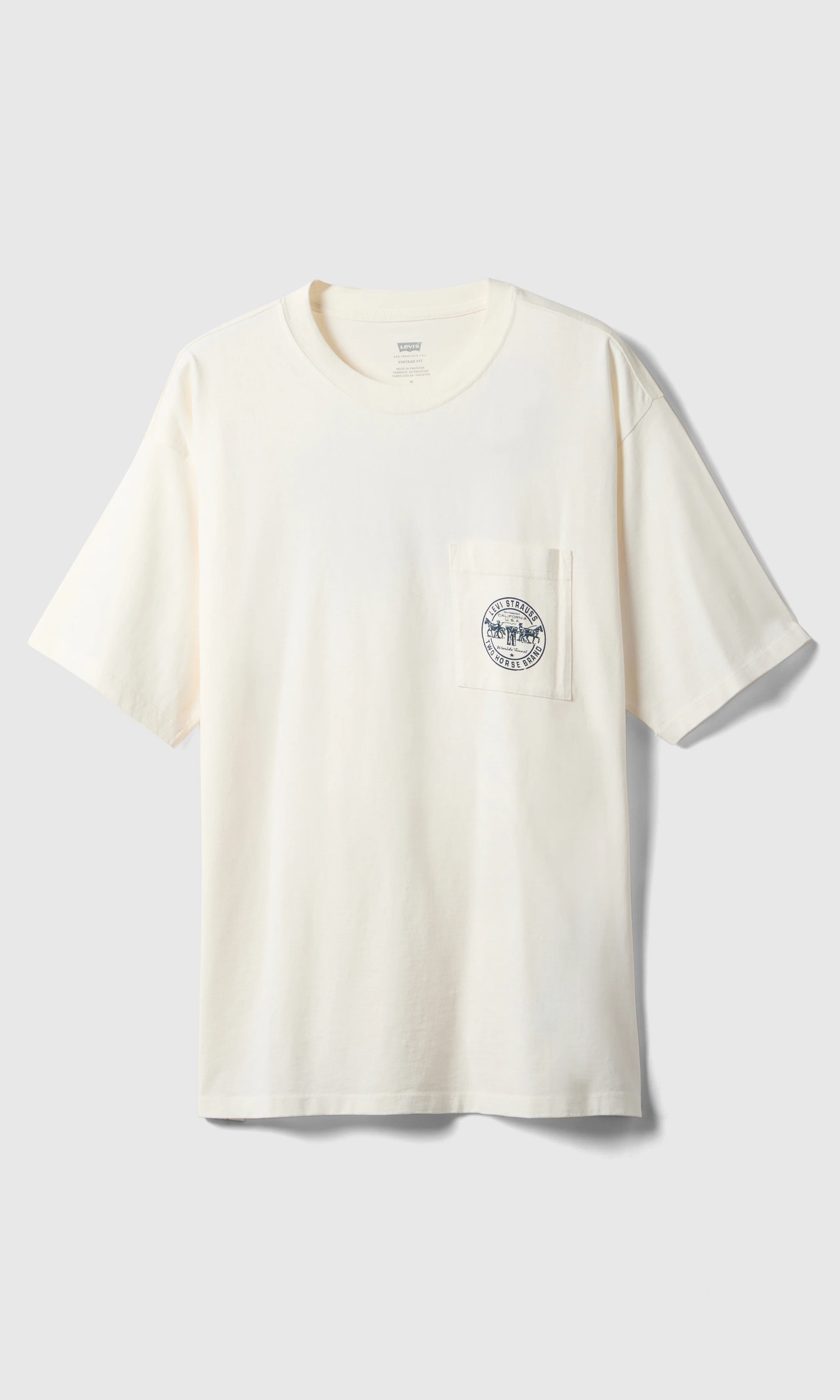 Graphic Vintage Fit Tee Hvit T-skjorte. Front. Flat.