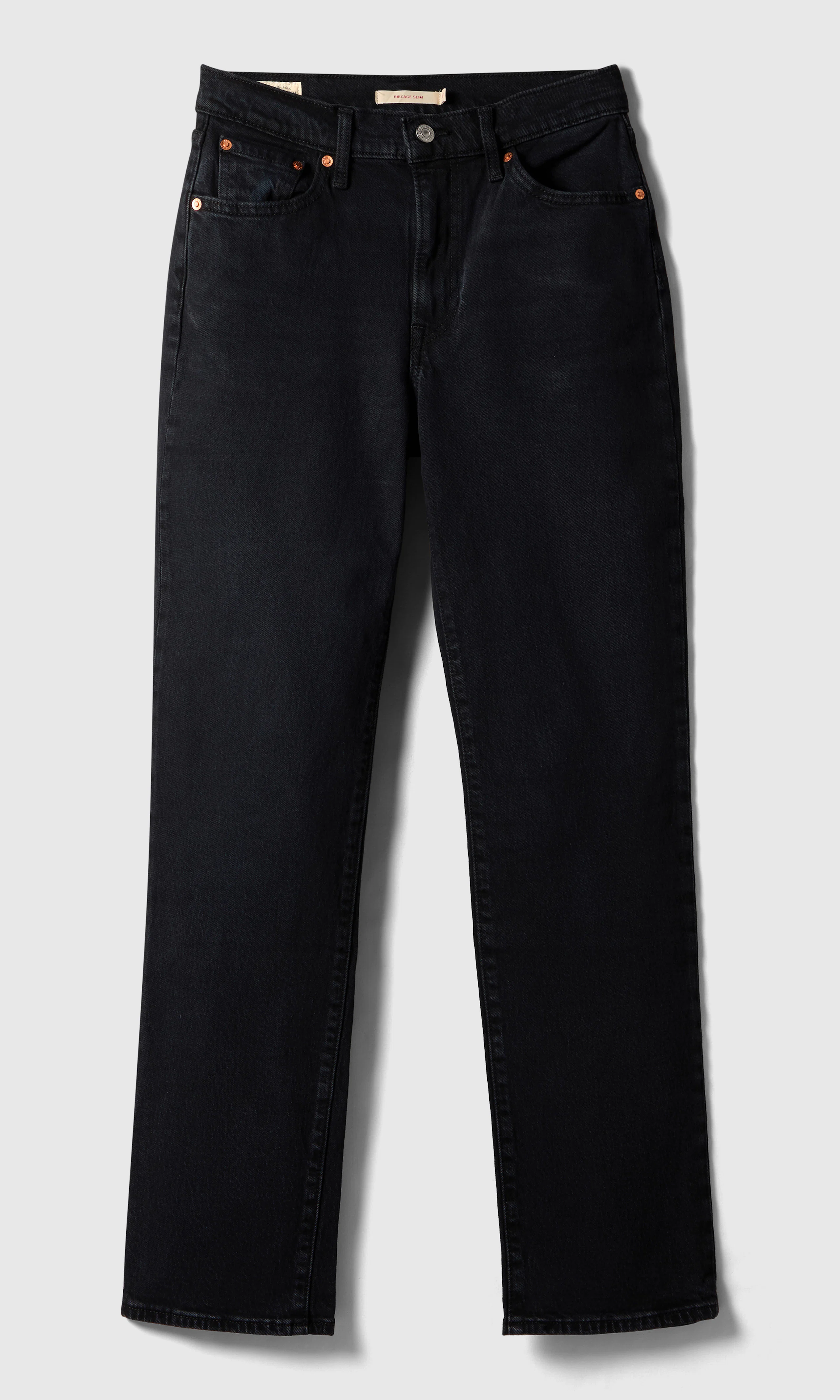 Ribcage Slim Svarta Jeans. Front. Flat.