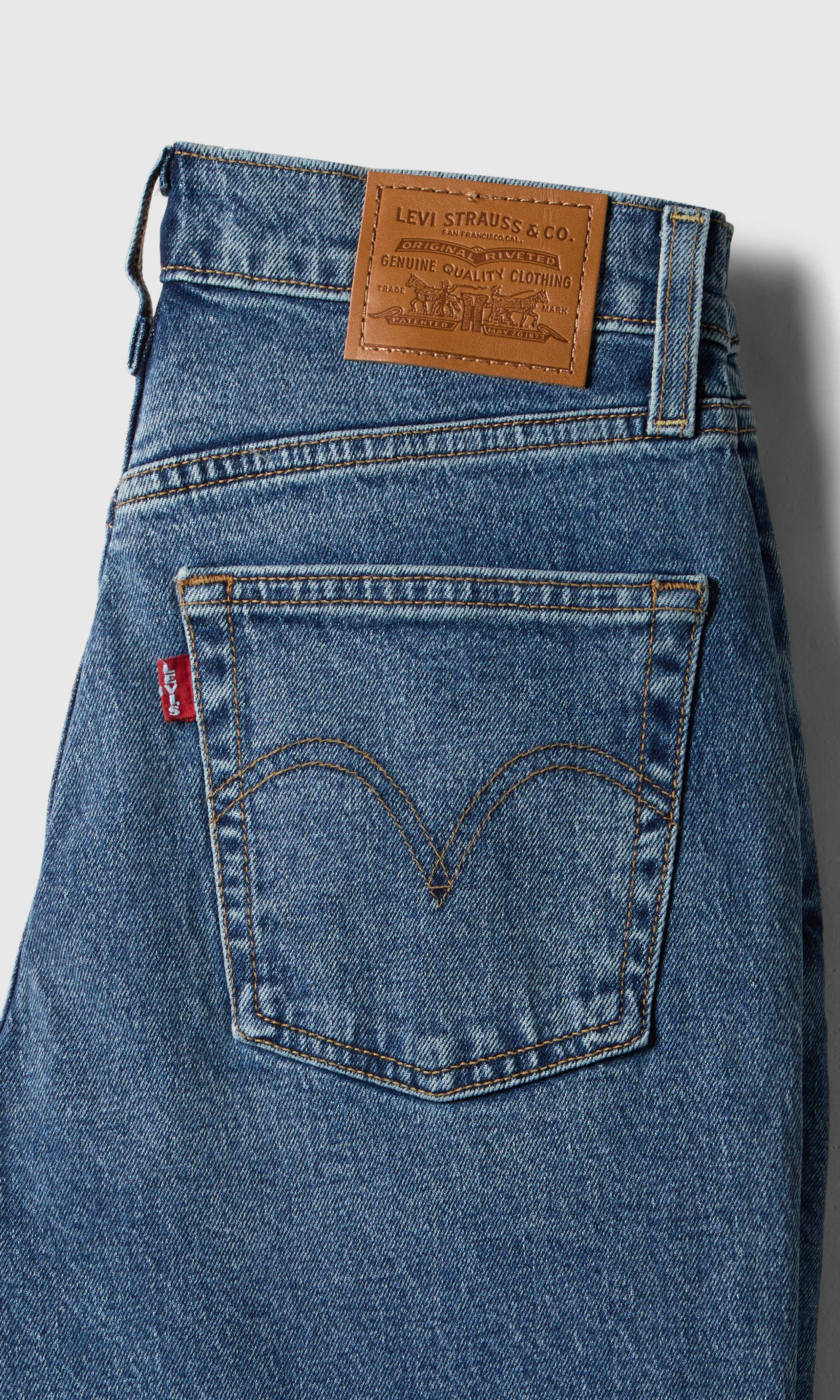 Ribcage Slim Medium Blå Jeans. Detail 1. Flat.