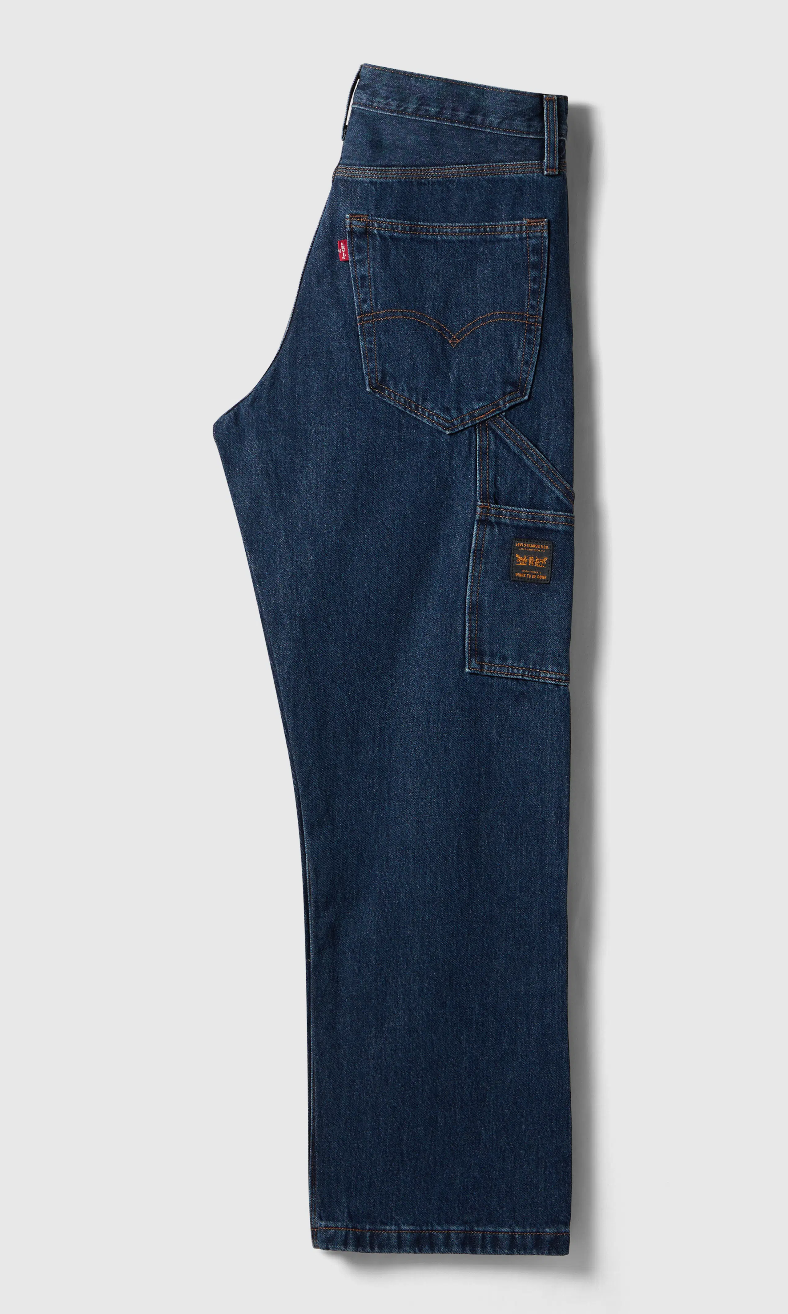 568™ Loose Straight Carpenter Mörkblå Jeans. Detail 1. Flat.
