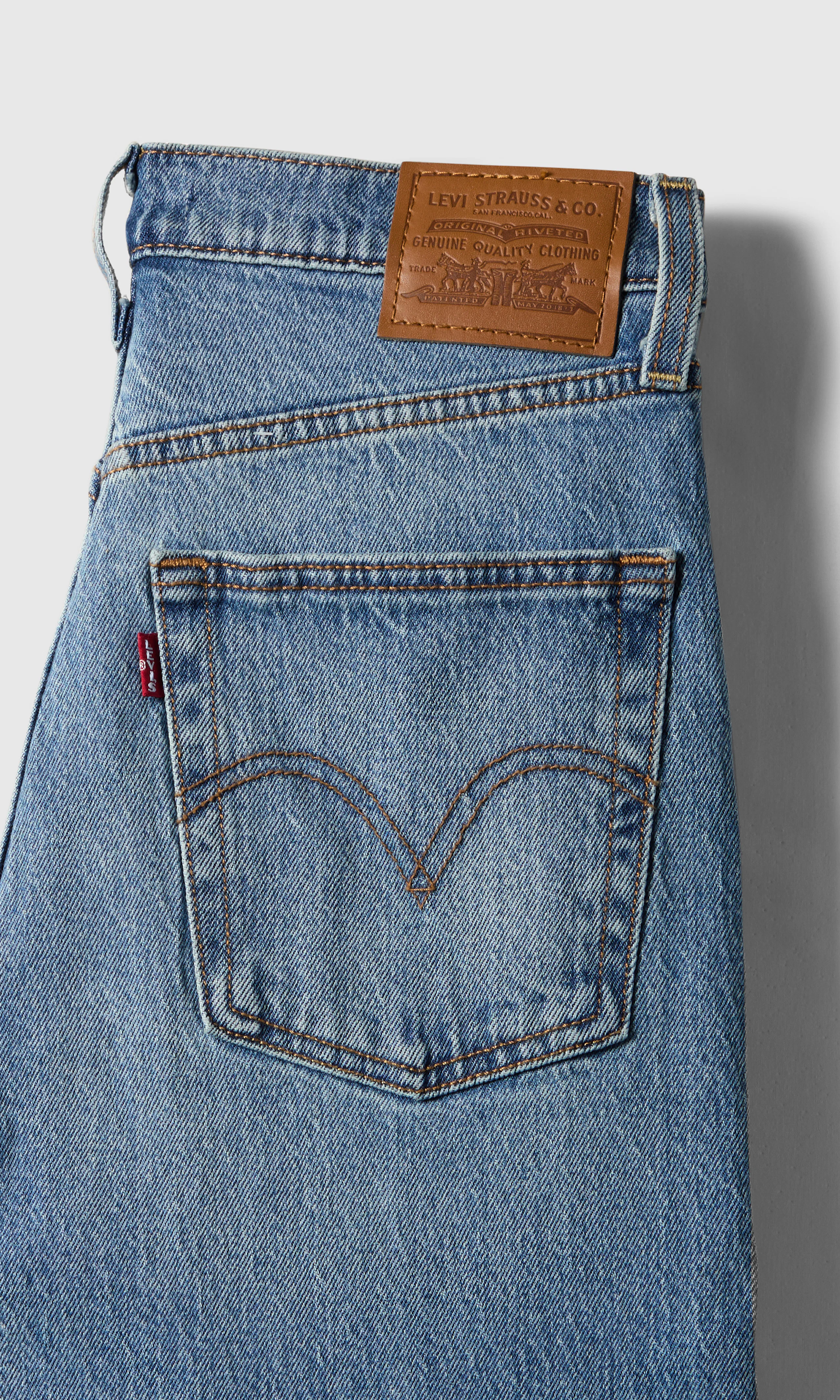 Ribcage Straight Ankle Ljusblå Jeans. Detail 1. Flat.