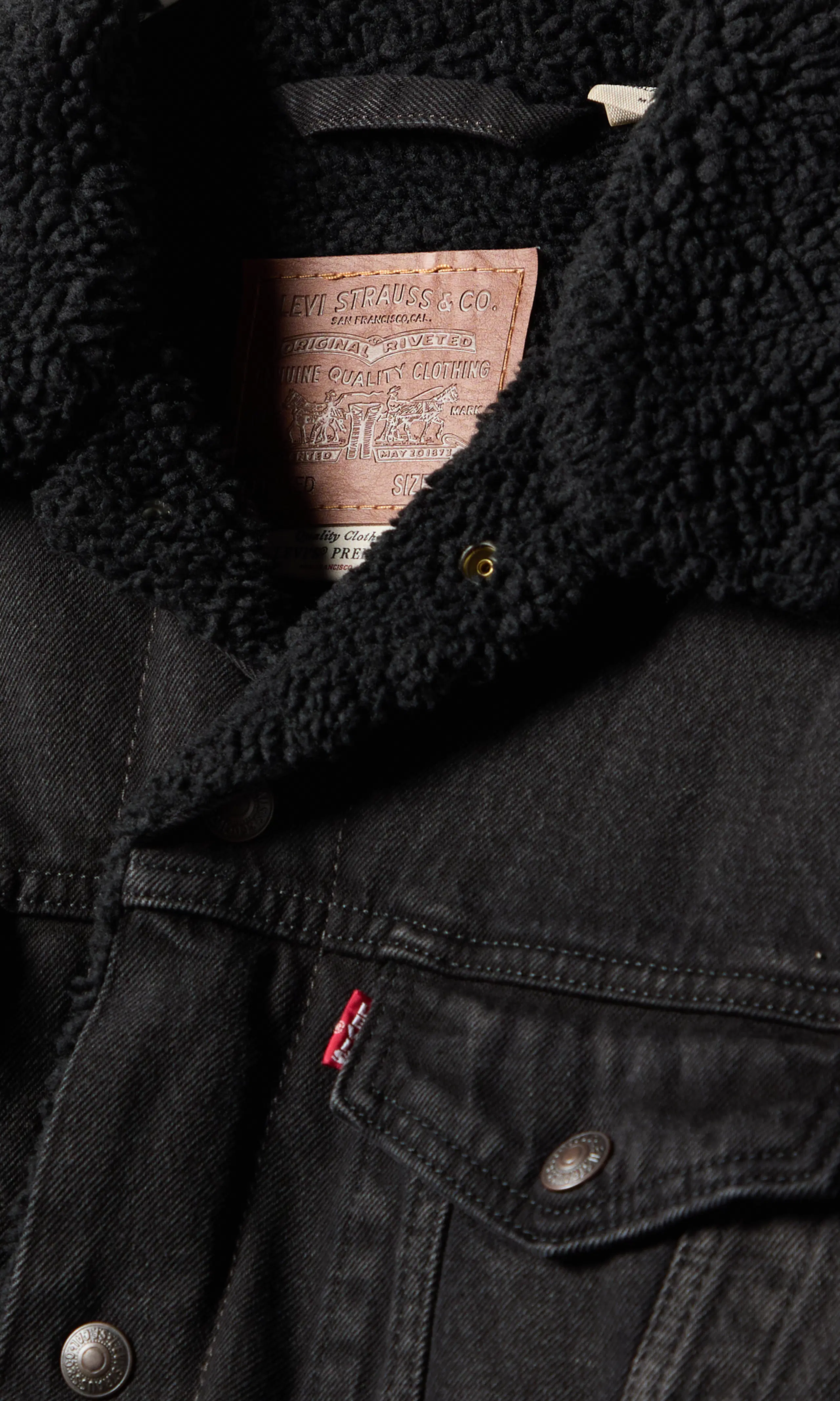 Relaxed Fit Sherpa Trucker Takki. Detail 1. Flat.