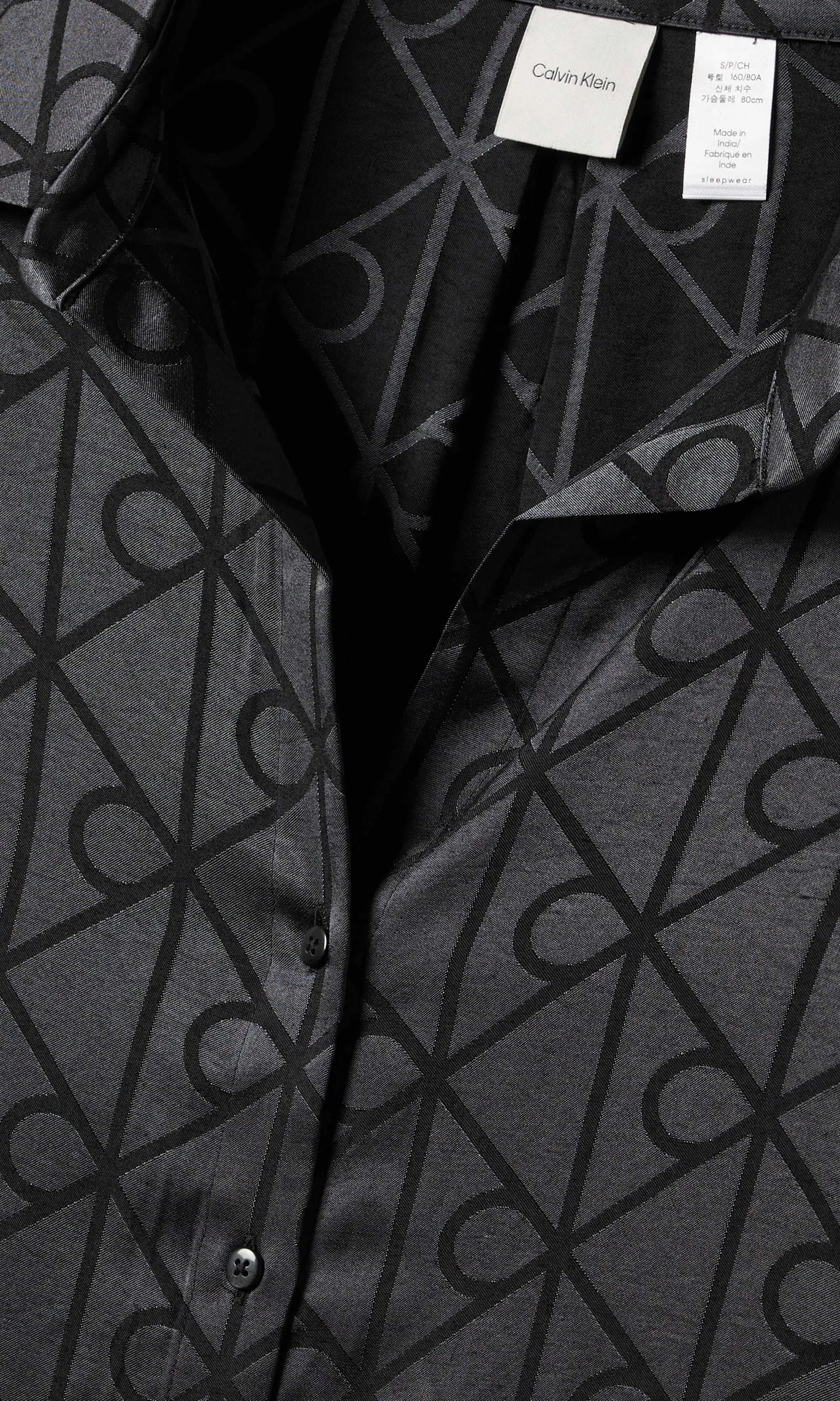 Satin Sheen Print Pyjama. Detail 1. Flat.
