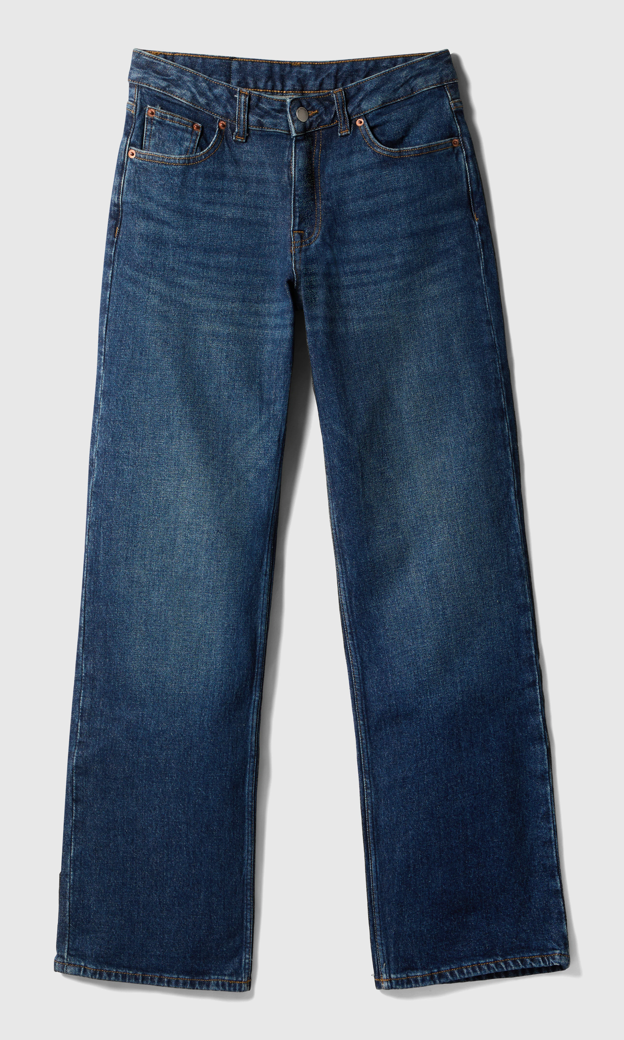 Echo Mid Straight Jeans. Front. Flat.