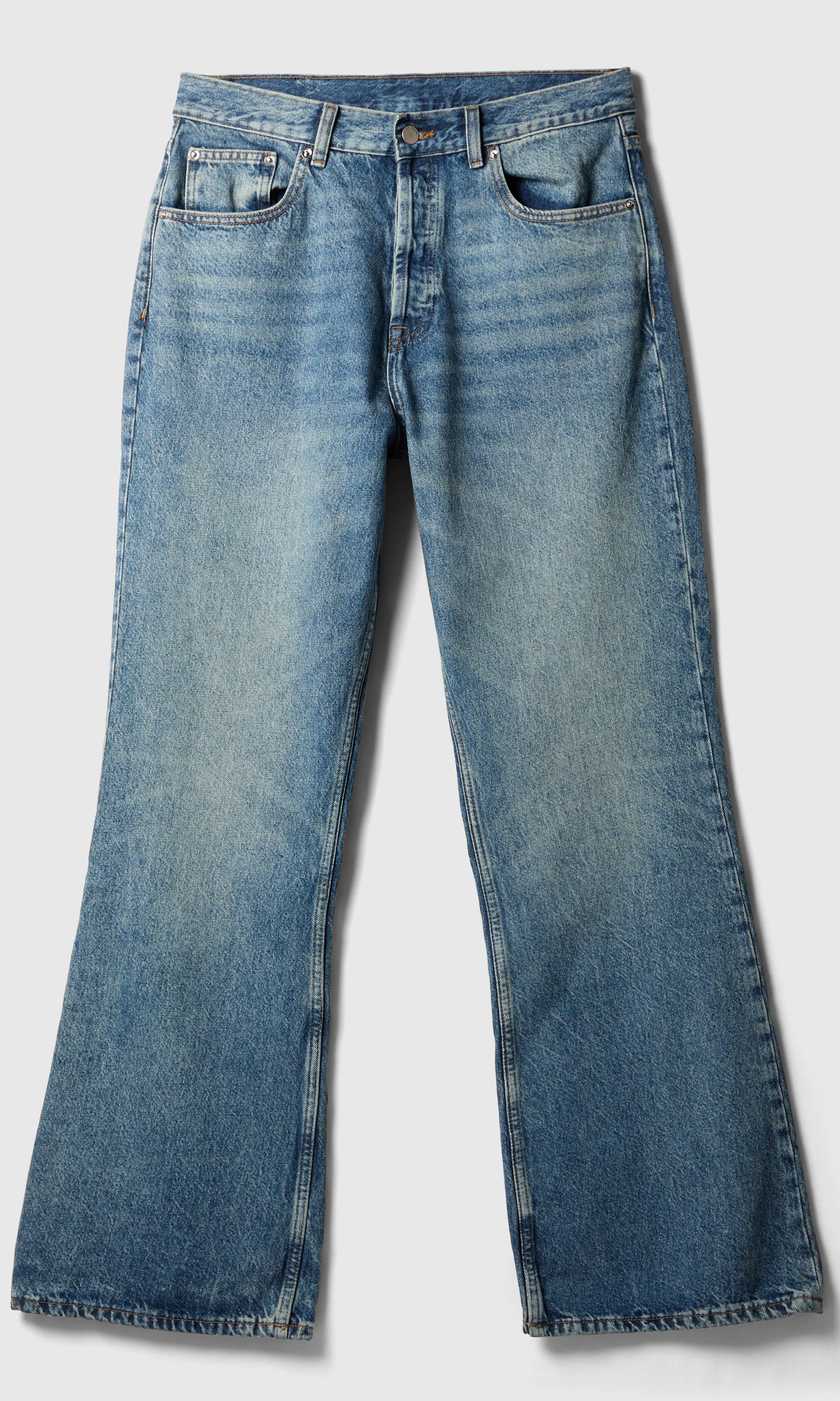 Rift Wide Bootcut Jeans. Front. Flat.