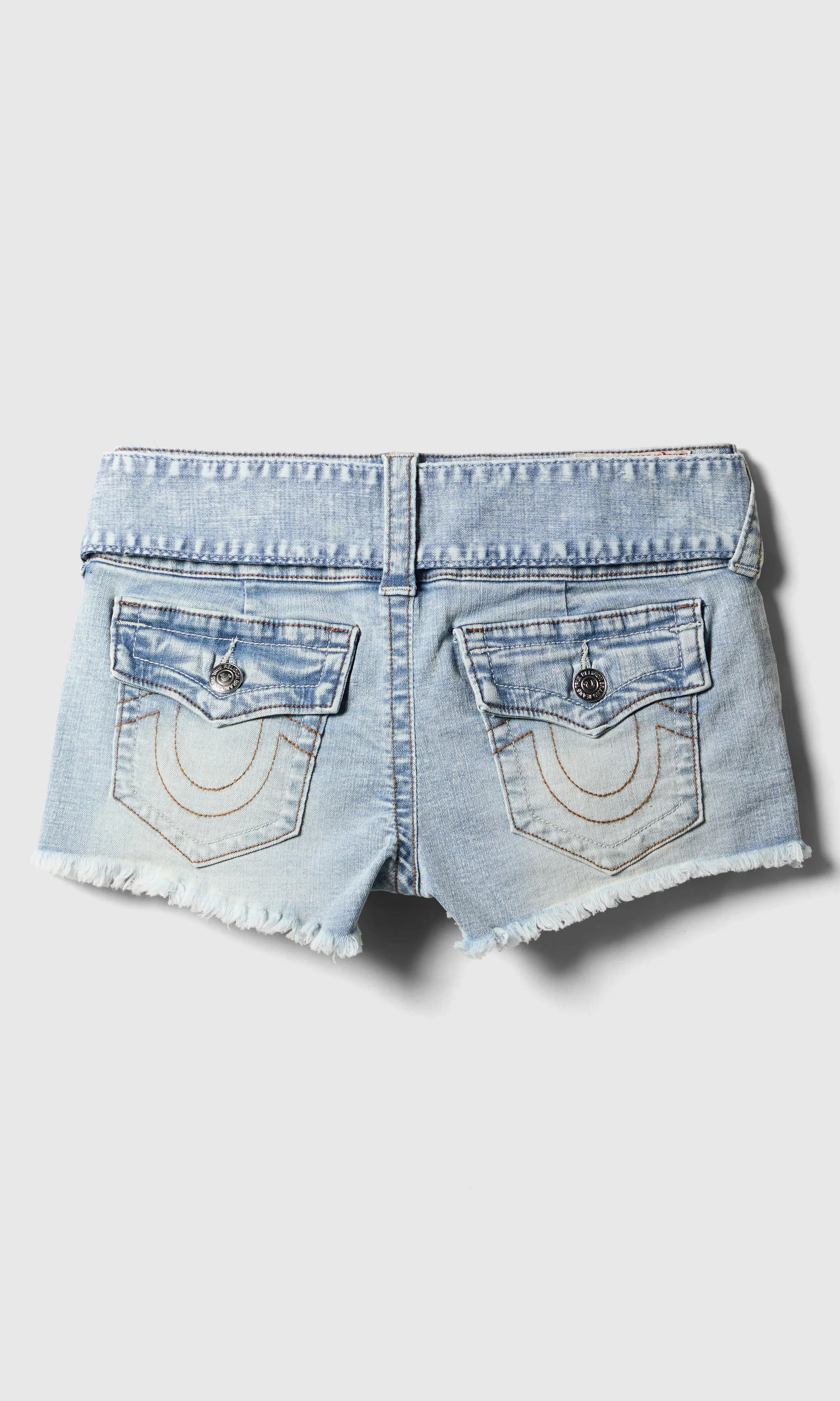 Wide Belt Joey LR Flap Shorts. Back. Flat.