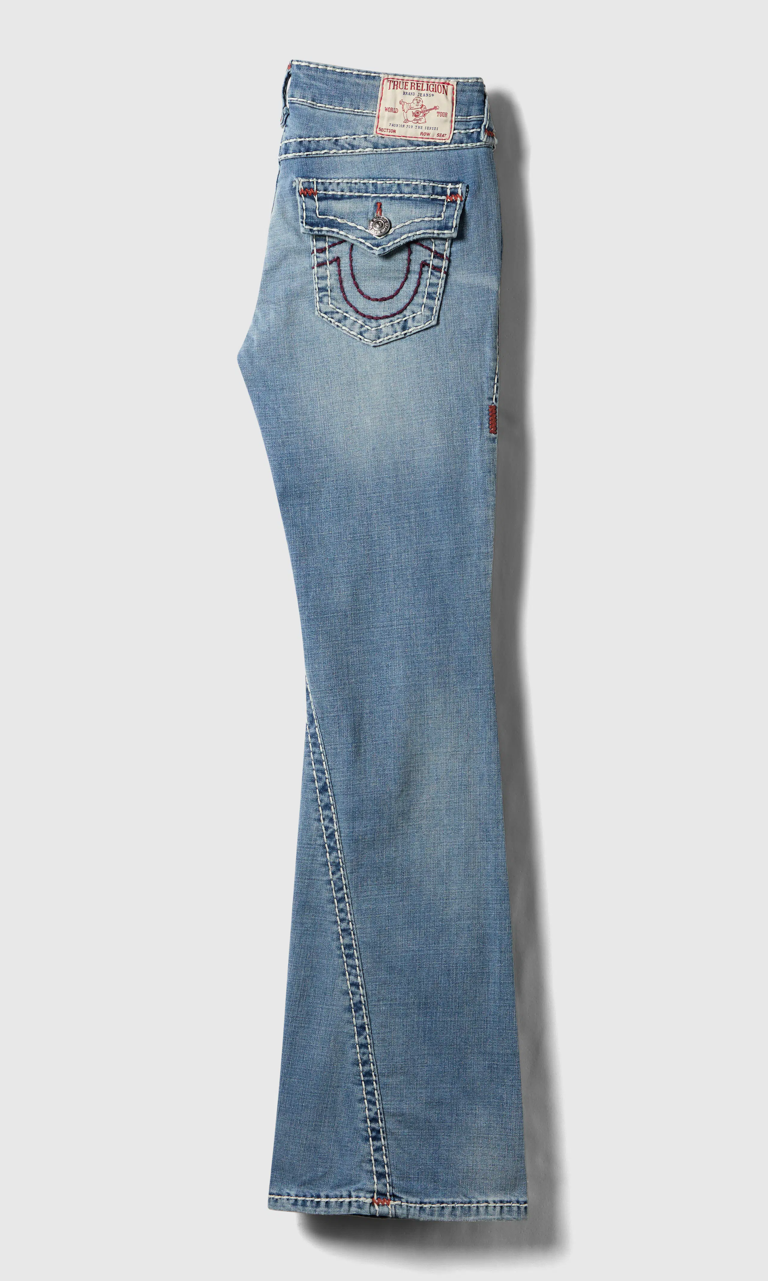 Joey Low Rise Flare Super T Flap Lys Blå Jeans. Back. Flat.