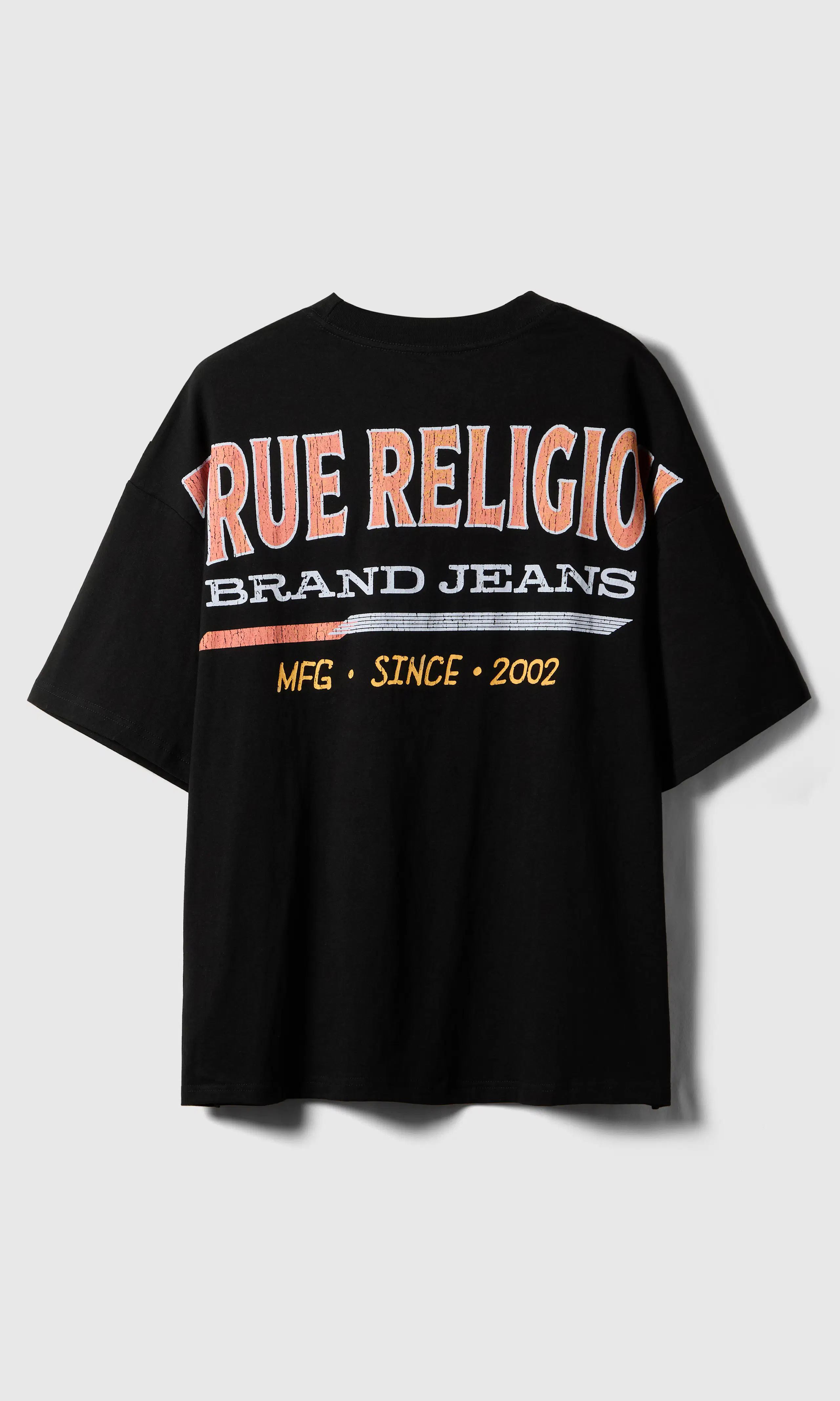 Retro Logo Oversized Tee Musta T-Paita. Back. Flat.