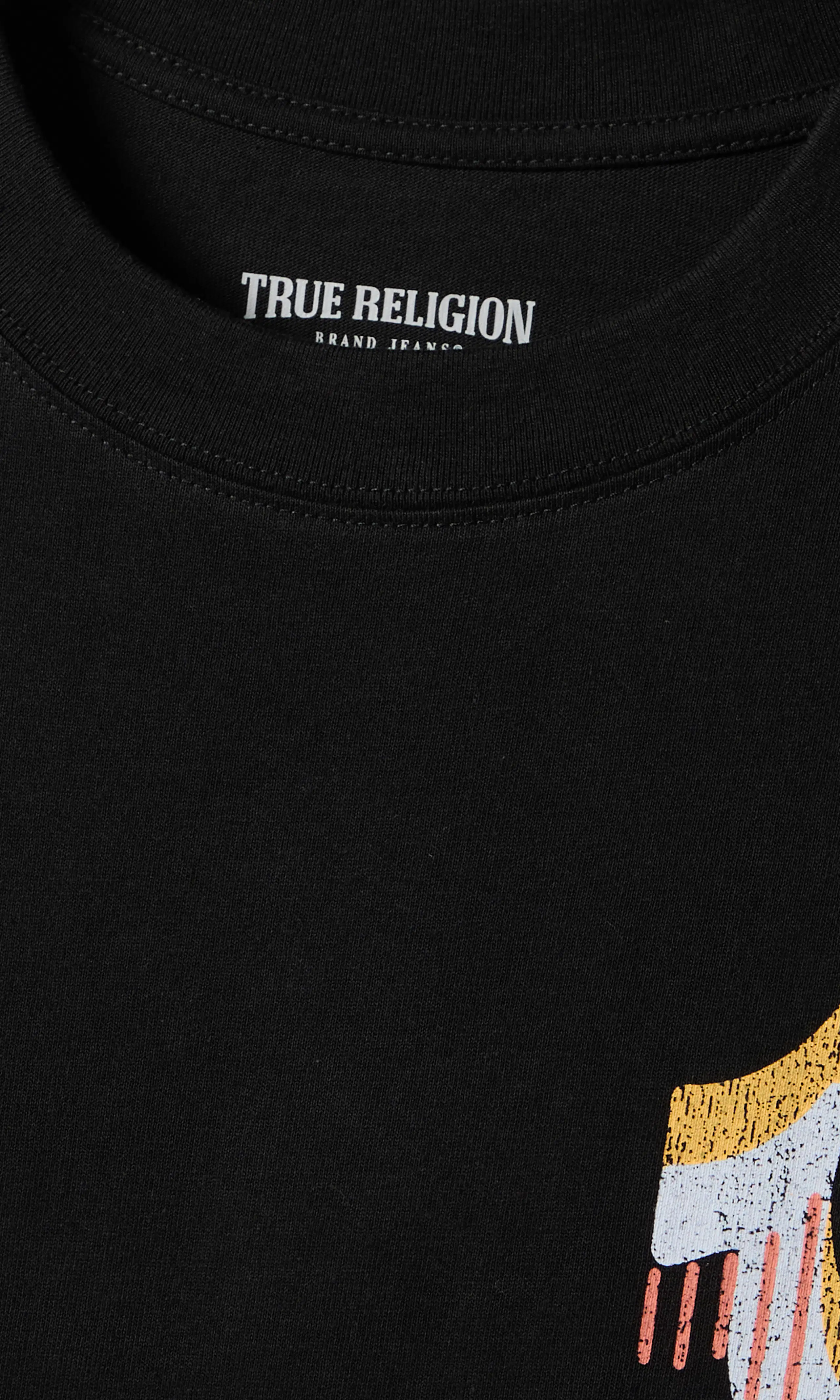 Retro Logo Oversized Tee Musta T-Paita. Detail 1. Flat.