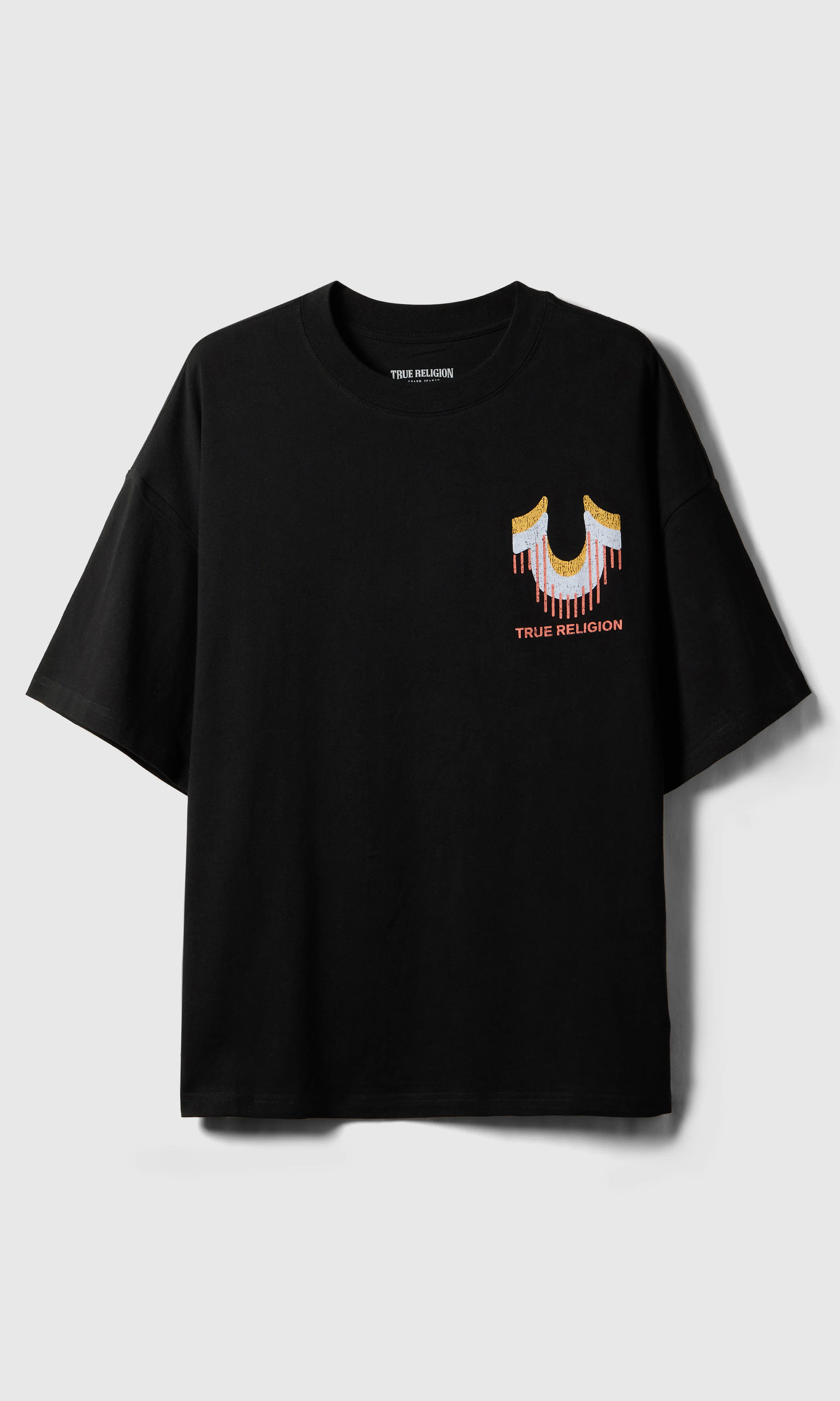 Retro Logo Oversized Tee Musta T-Paita. Front. Flat.