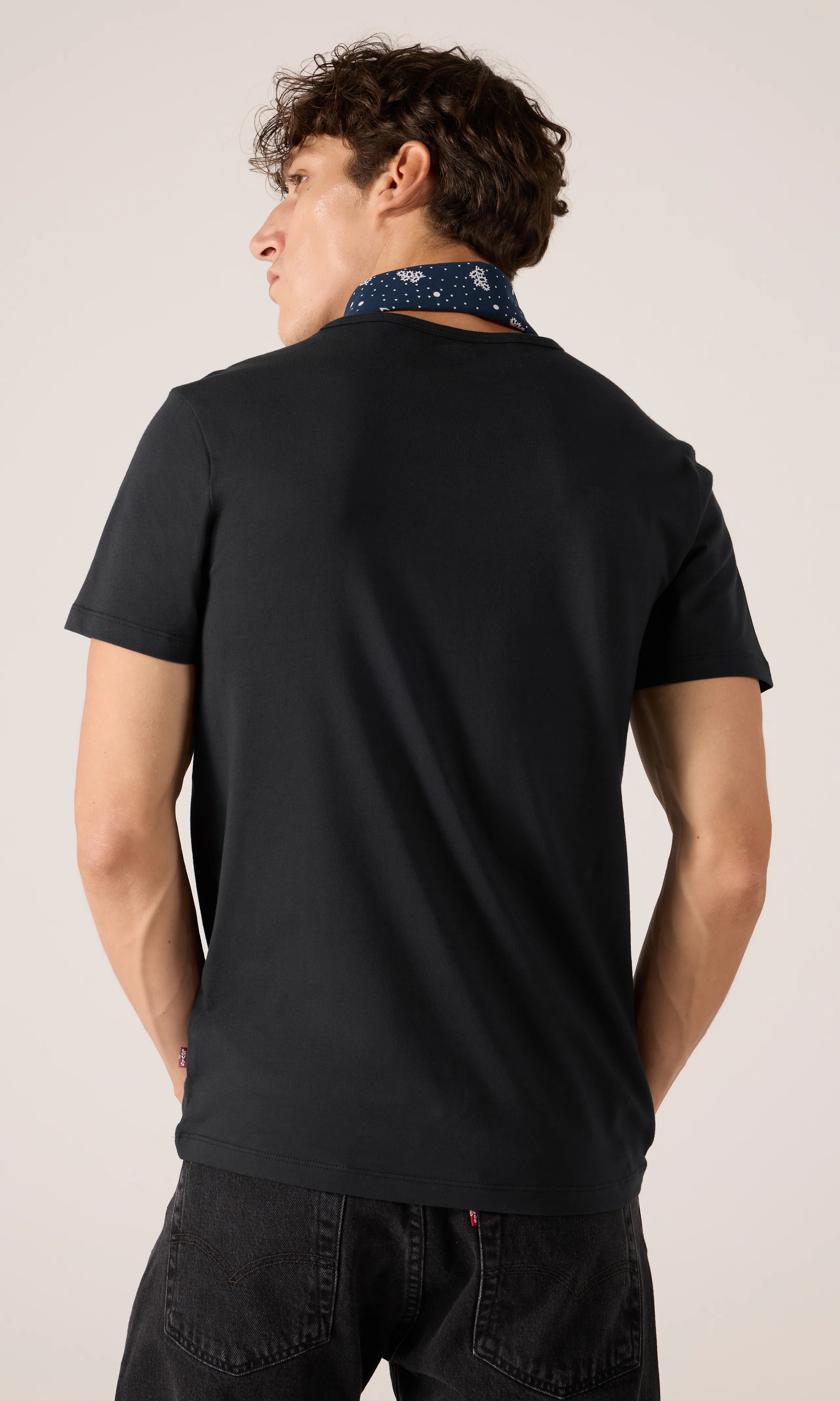 2-Pack Solid Crew Musta T-Paita. Back. Model.