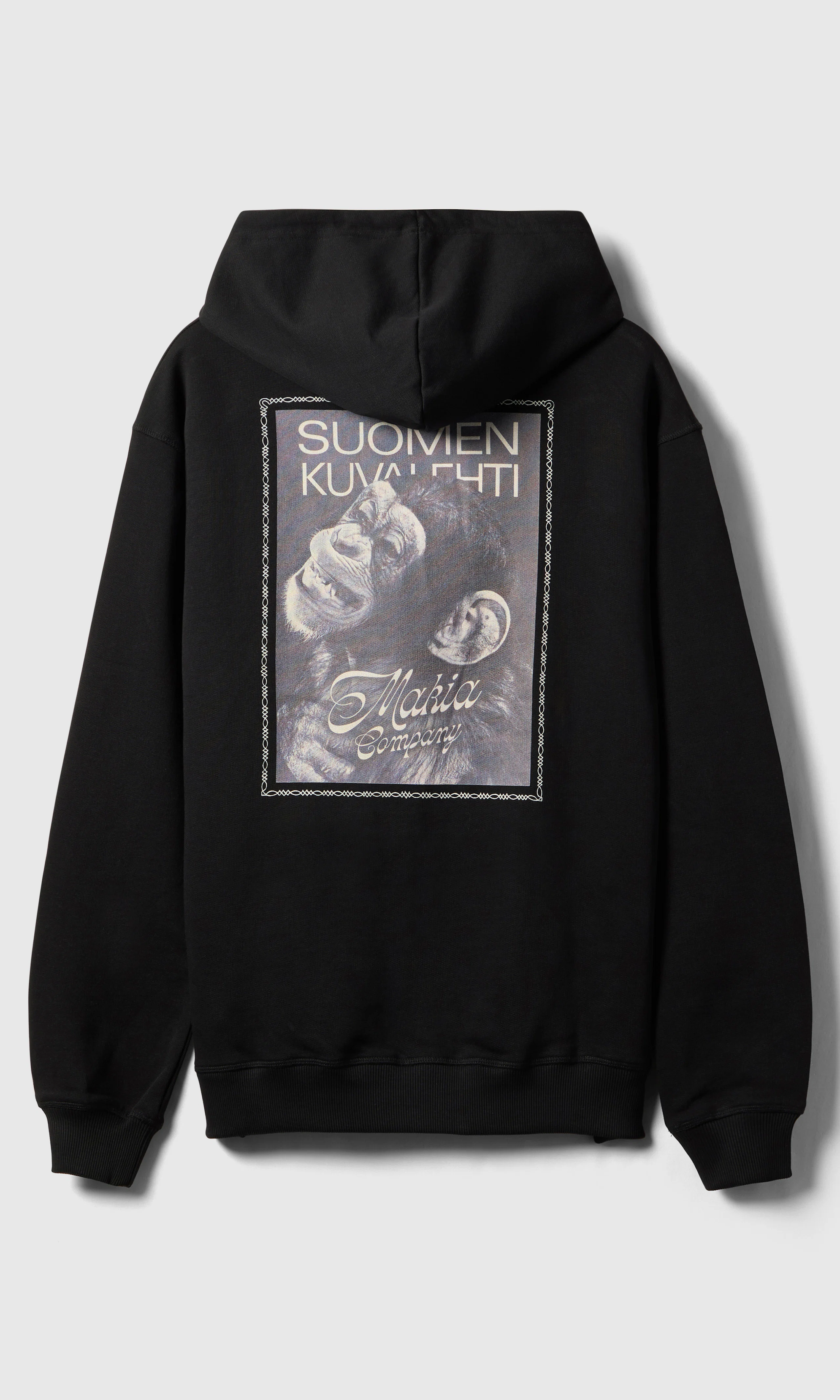 Ape Hooded Musta Huppari. Front. Flat.