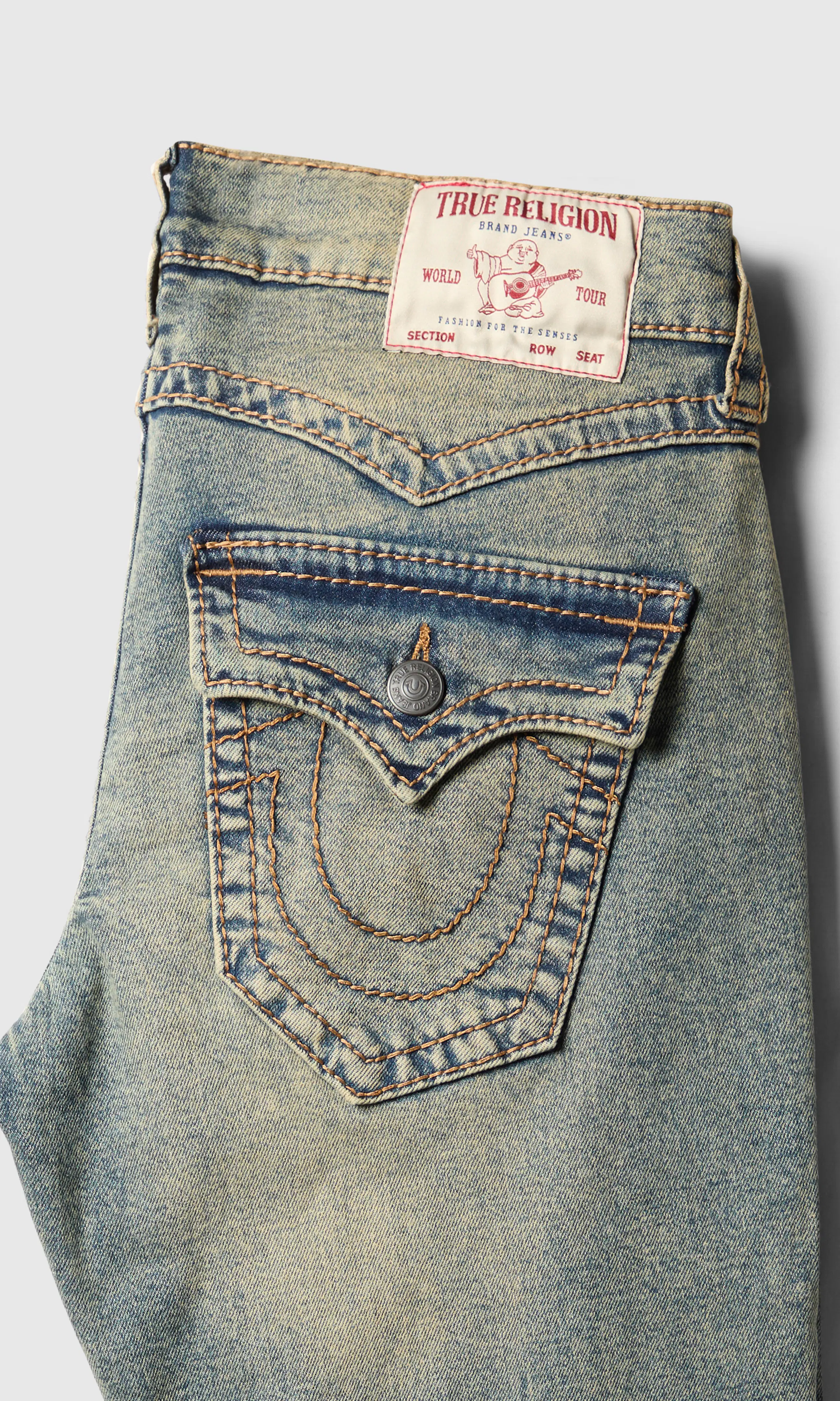 Ricky Big T Flap Jeans. Detail 1. Flat.