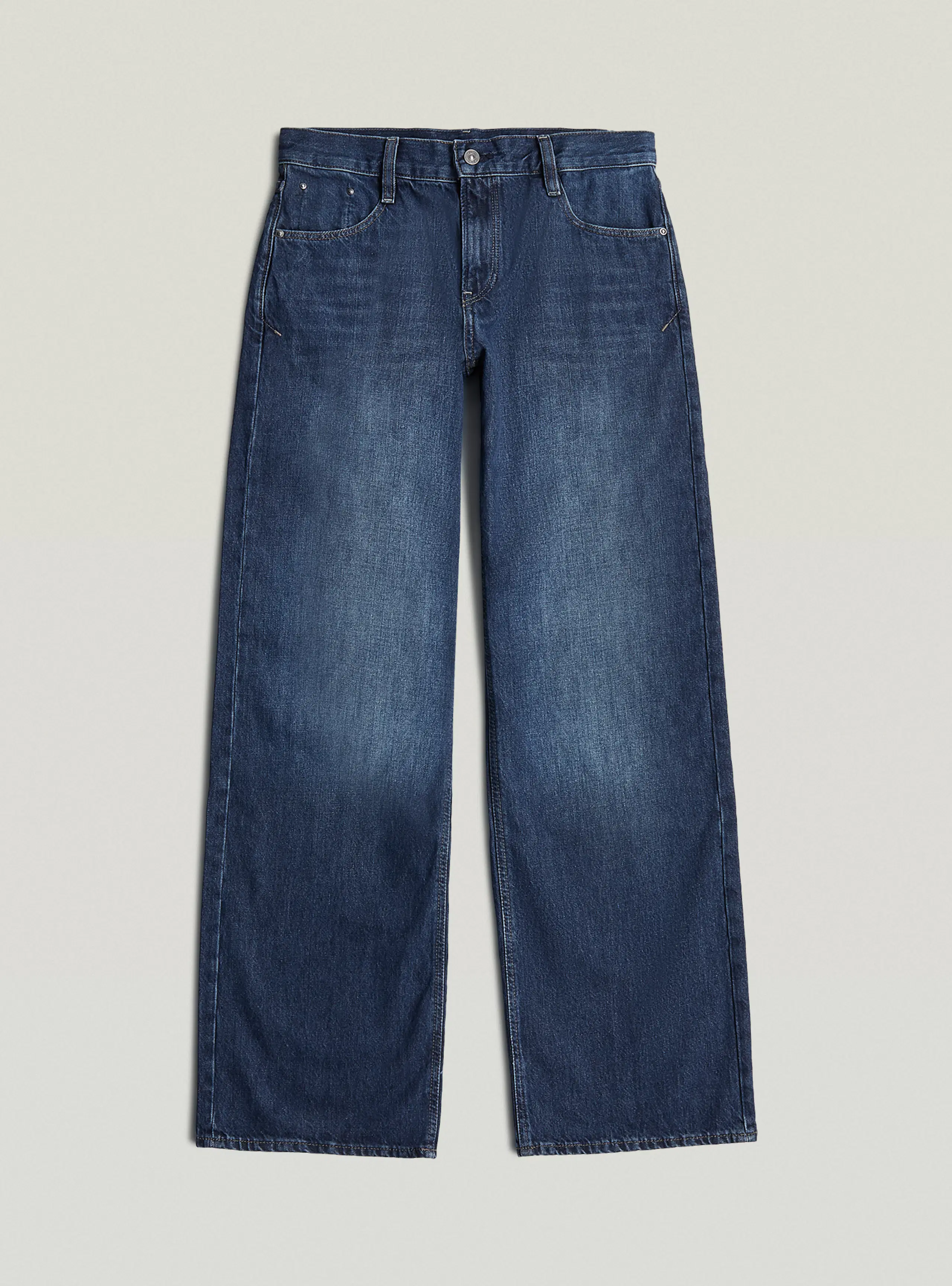 Judee Loose Mørk Blå Jeans. Front. Flat.