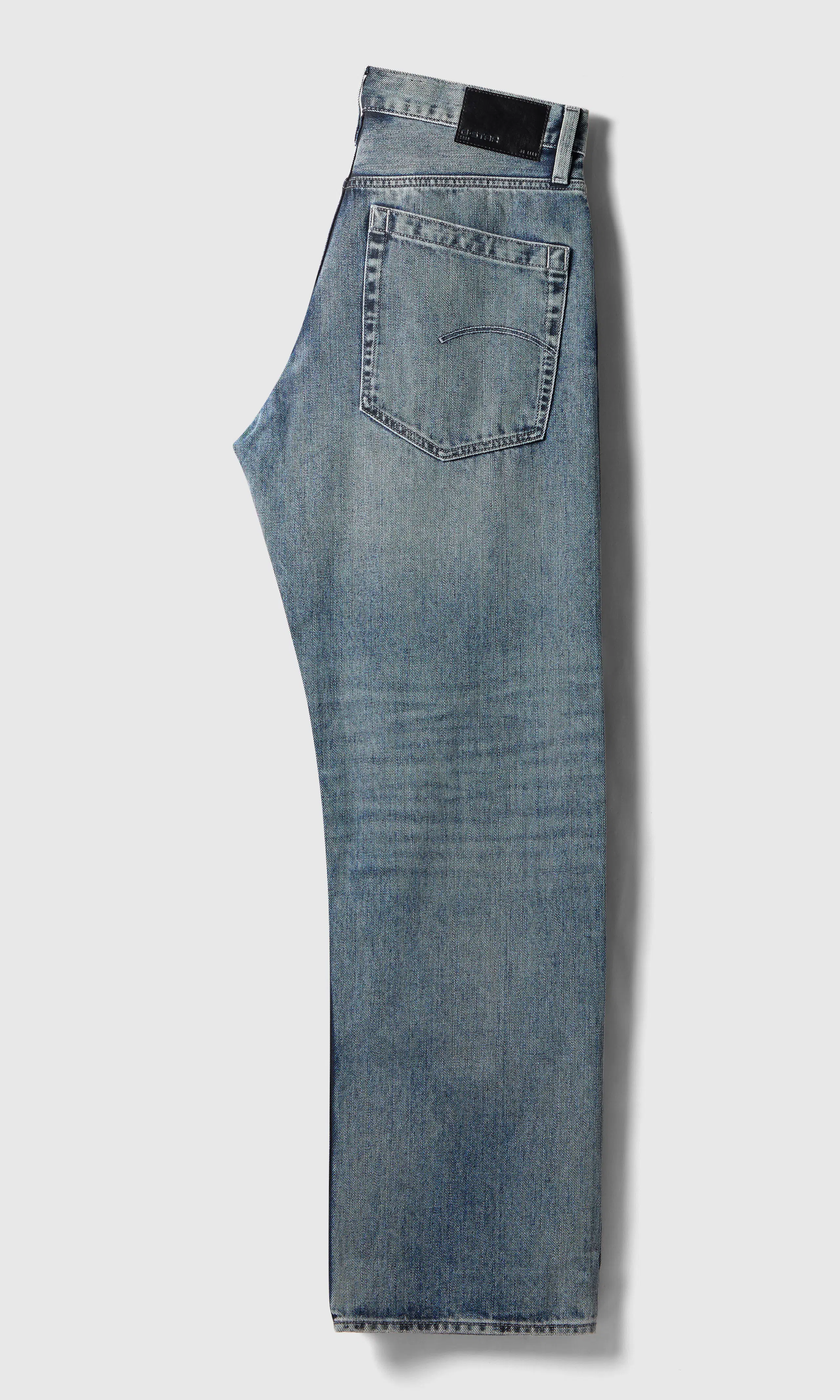 Deeggie Relaxed Straight Medium Blå Jeans. Back. Flat.