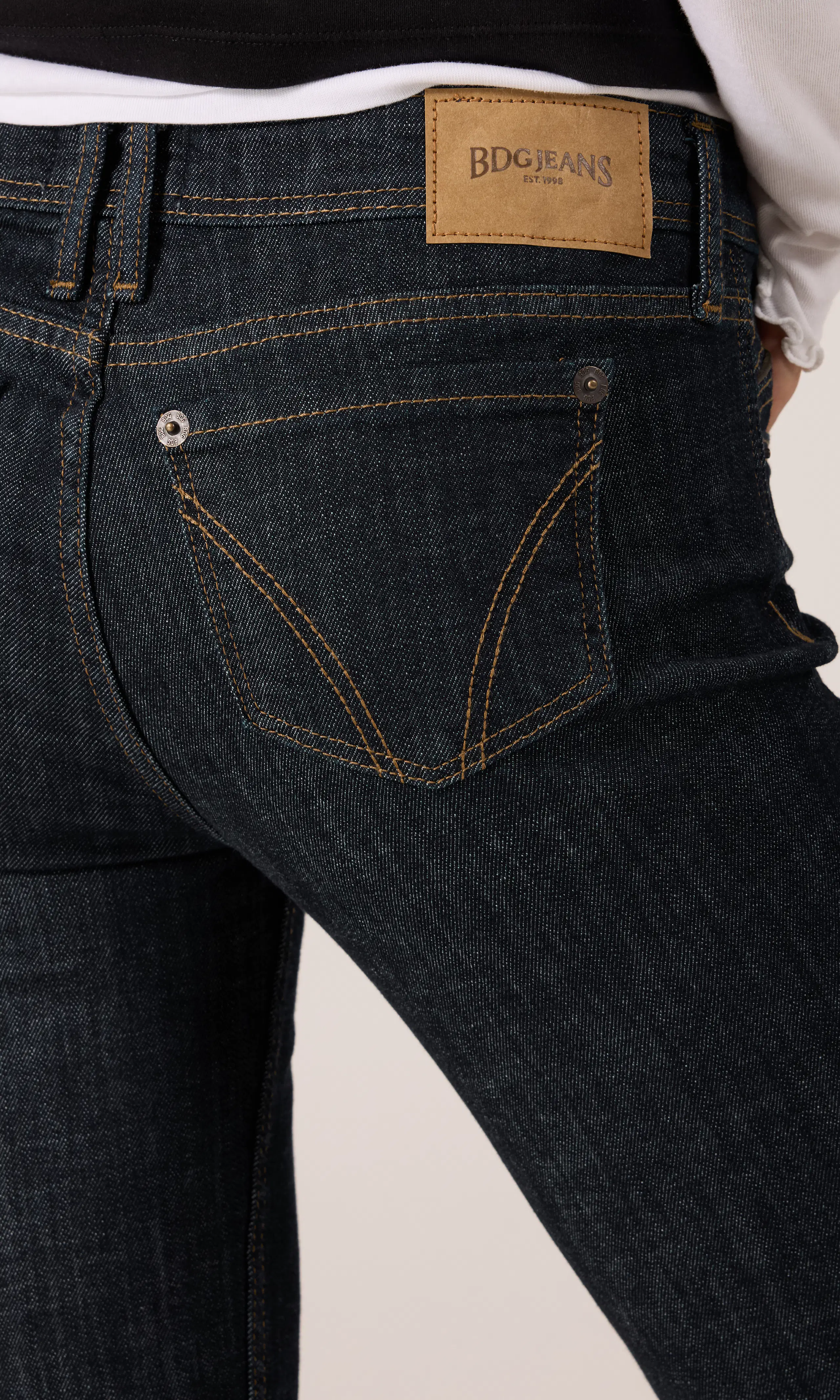 Brooke Flare Jeans. Detail 1. Model.