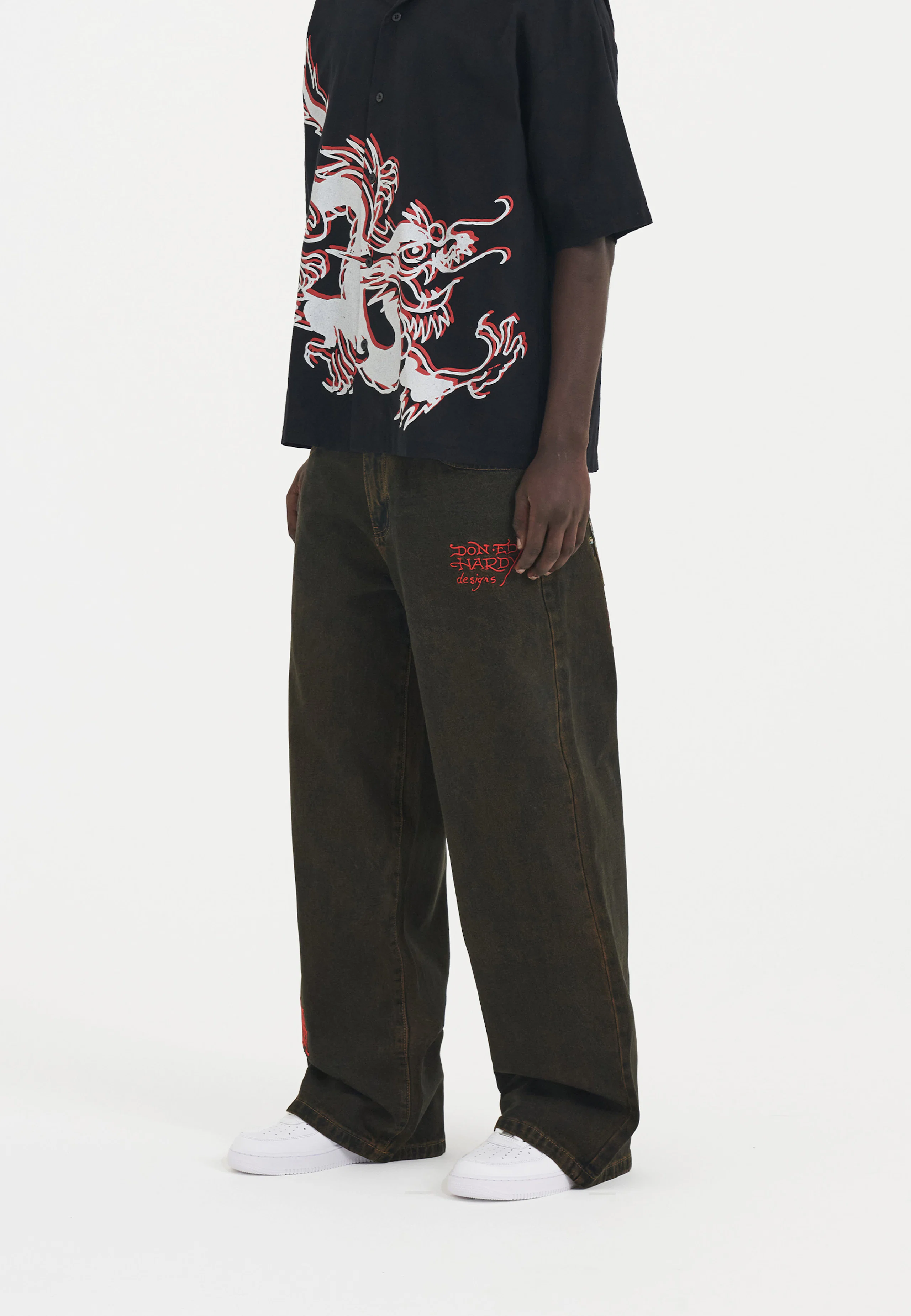Fireball Dragon Dirty Wash XXTRA Jeans. Back. Model.