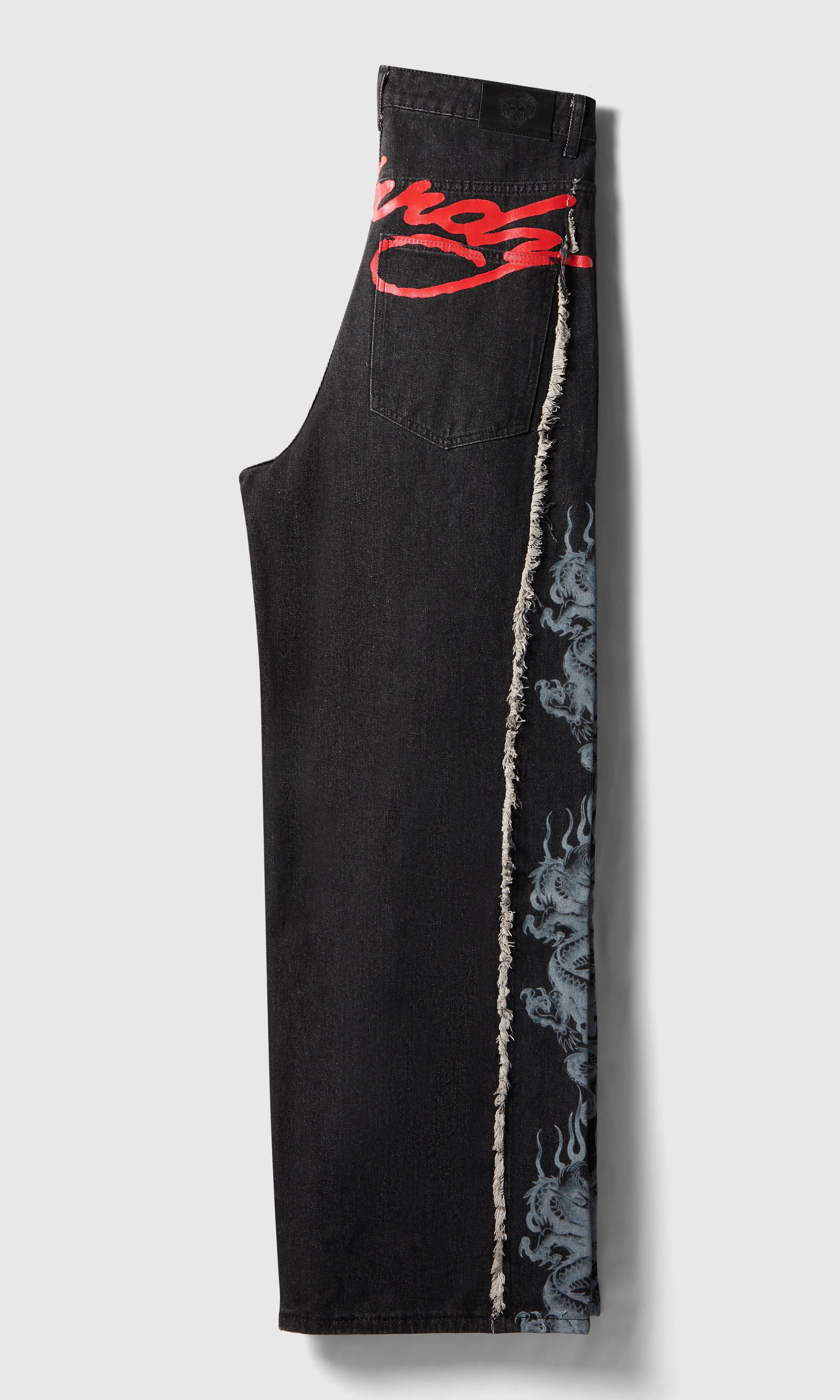 Dragon Raw Seam XXTRA Jeans. Back. Flat.